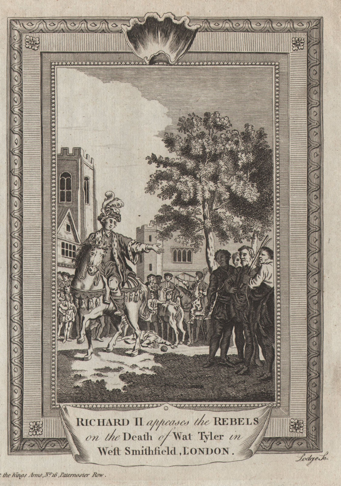 Richard II appeases rebels. Wat Tyler's death. Smithfield. Peasants' revolt 1784