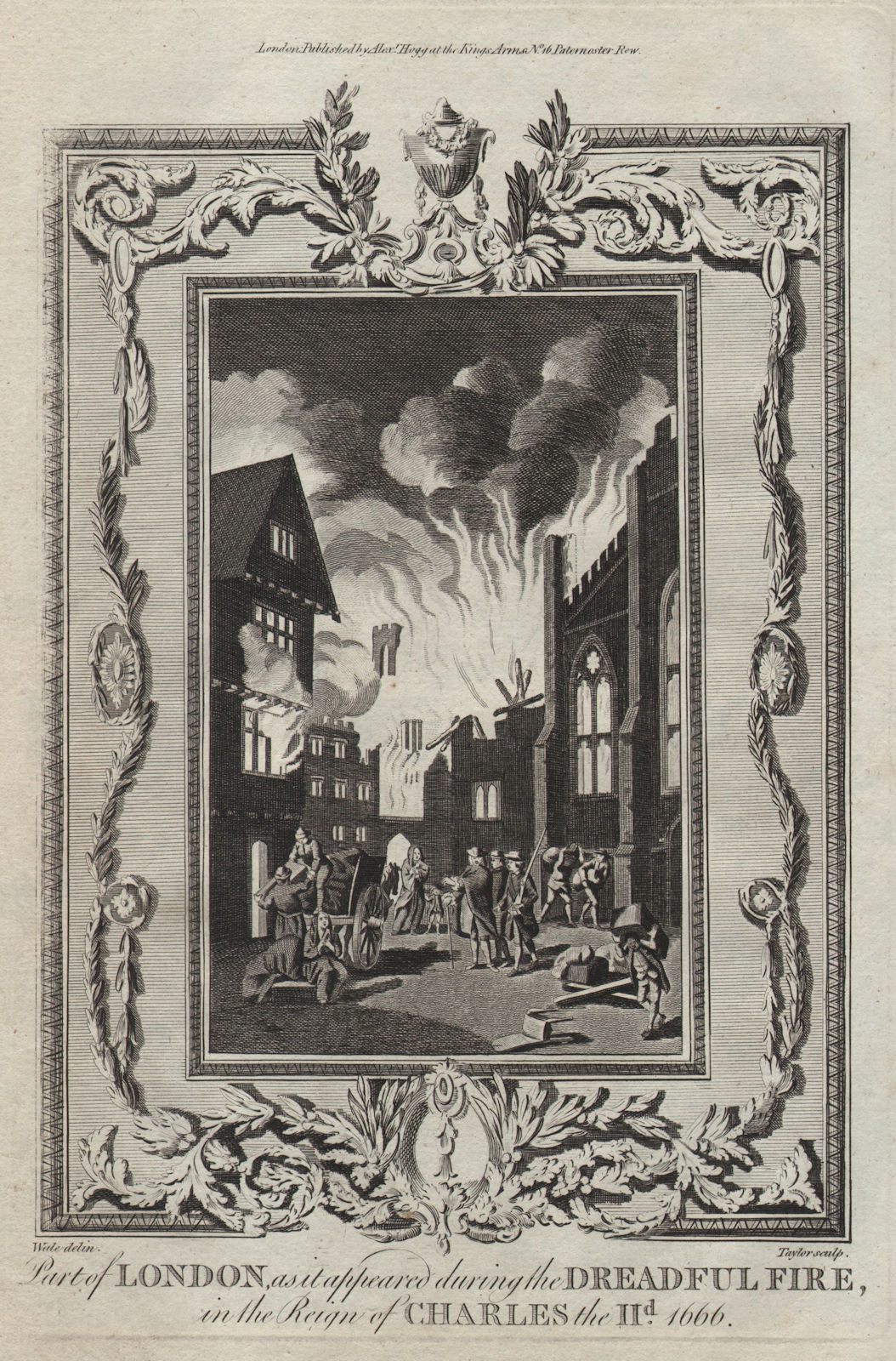 Part of London, as it appeared in the dreadful Great Fire of 1666. THORNTON 1784