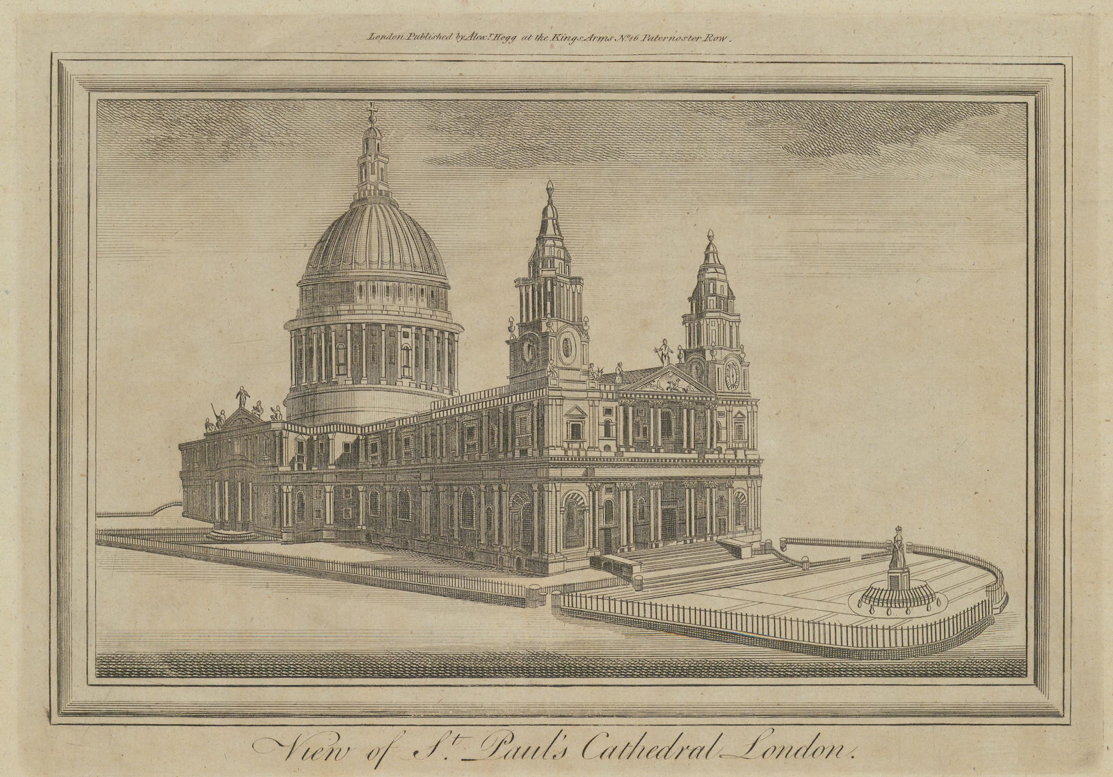 View of St Paul's Cathedral, London. THORNTON 1784 old antique print picture