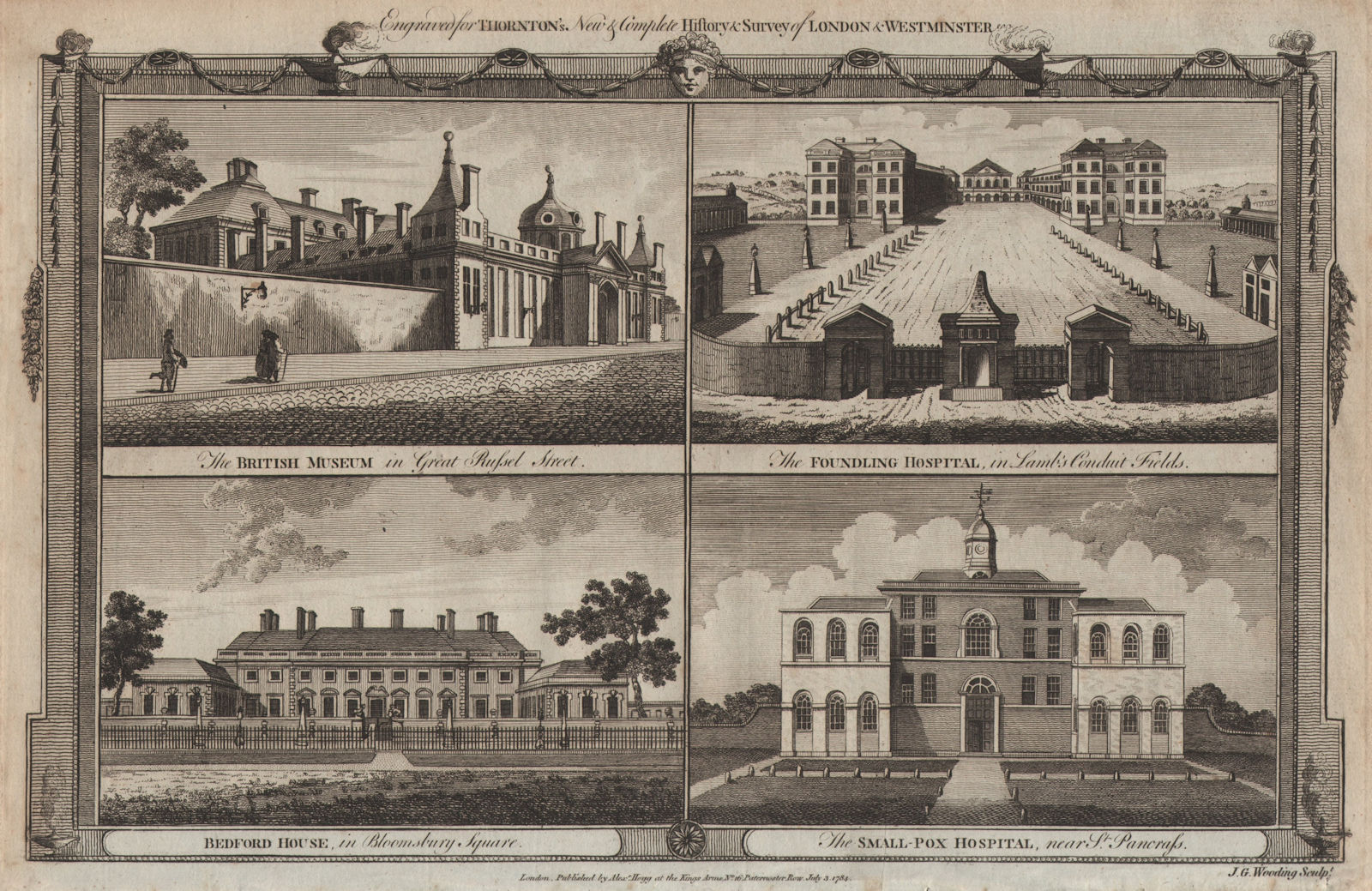 Old British Museum. Foundling Hospital. Smallpox Hospital, St Pancras 1784