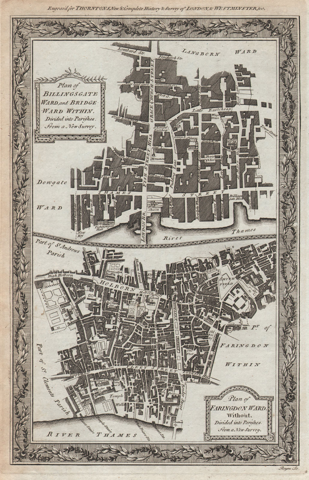 Billingsgate Bridge Within Farringdon W/out Wards. City/London THORNTON 1784 map