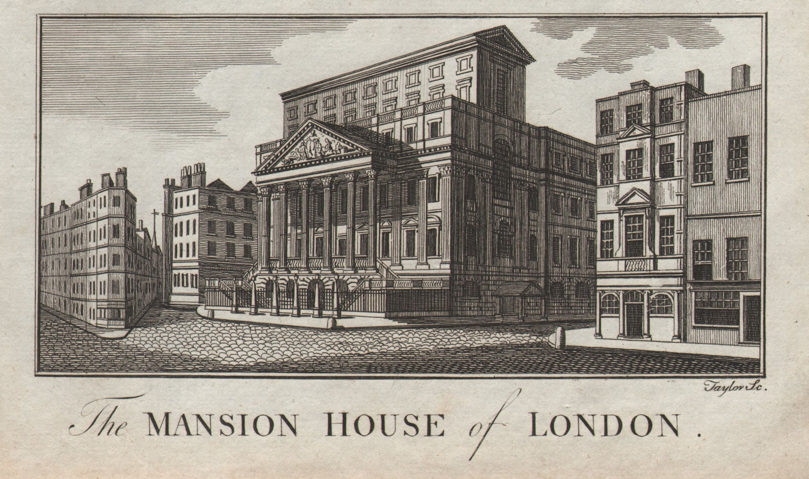 The Mansion House, City of London. THORNTON 1784 old antique print picture