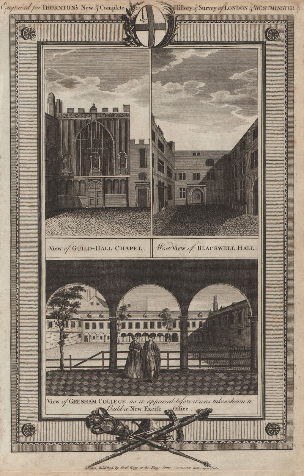 Associate Product CITY OF LONDON. Gresham College. Guildhall Chapel. Blackwell Hall. THORNTON 1784