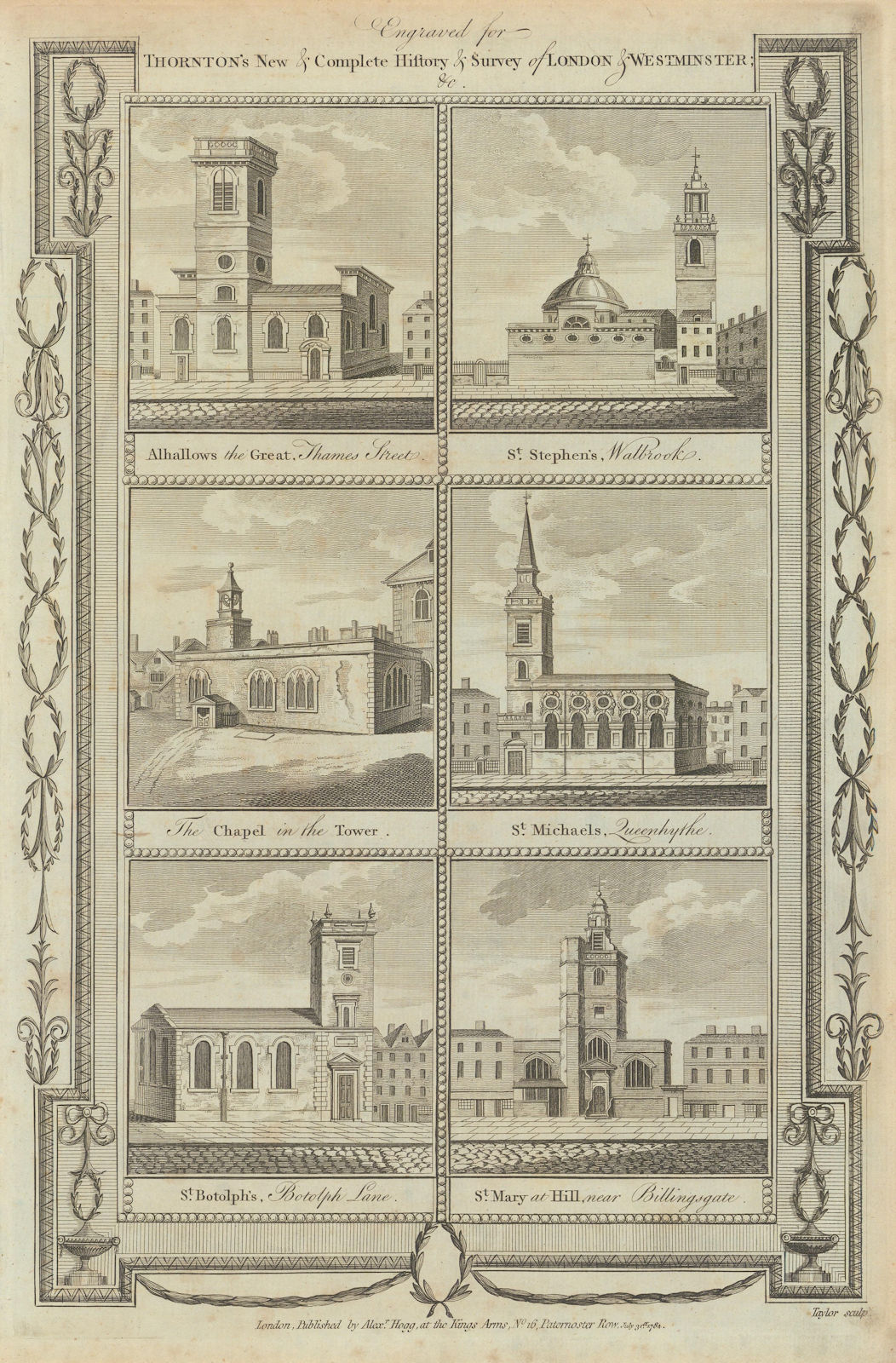 WREN CITY CHURCHES St Stephen Allhallows Michael Q/hithe Mary@Hill Botolph 1784
