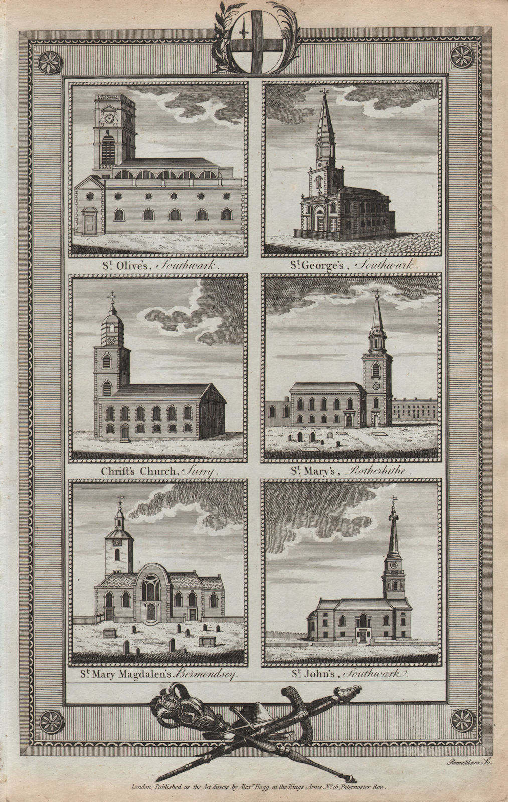 Associate Product SOUTHWARK CHURCHES St Olave George-Martyr Christ John Horsleydown Mary Magd 1784