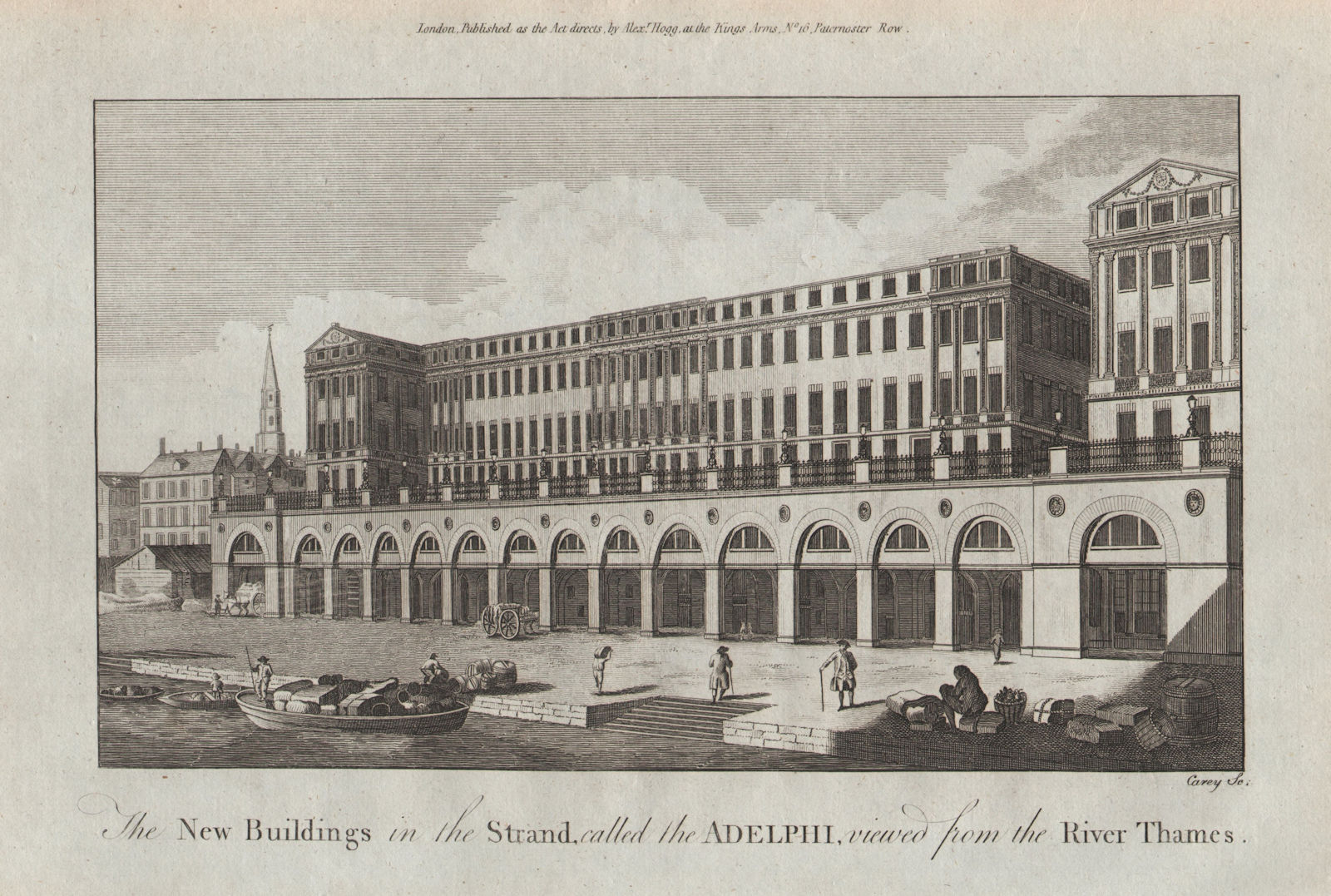 The Adelphi buildings, the Strand, London. Adam brothers. THORNTON 1784 print