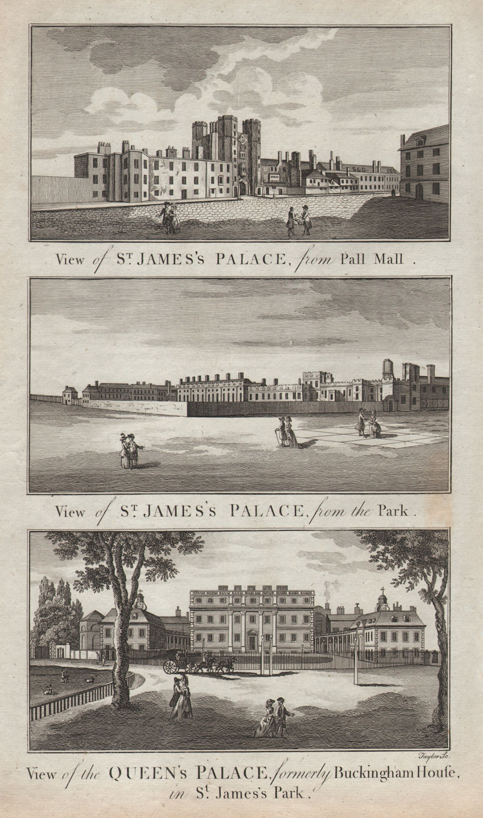ROYAL PALACES. St. James's Palace. Buckingham House, now Palace. THORNTON 1784