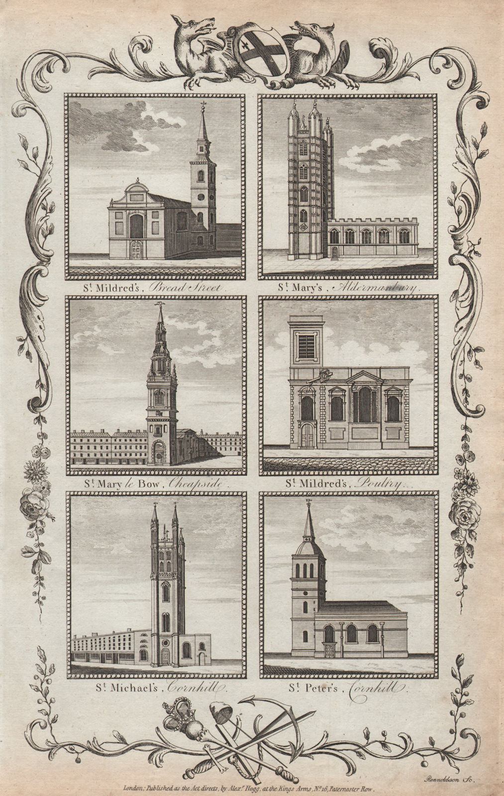 WREN CHURCHES St Mildred Michael Peter/Cornhill Mary Aldermanbury & le-Bow 1784