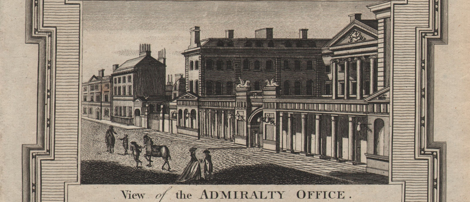 The Admiralty office, Whitehall, London. THORNTON 1784 old antique print