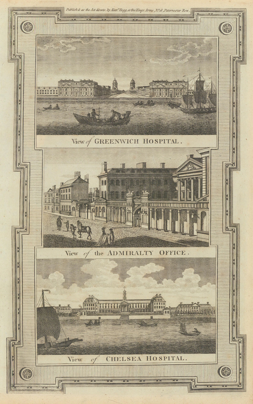 Greenwich Hospital. Admiralty, Whitehall. Royal Hospital Chelsea. THORNTON 1784