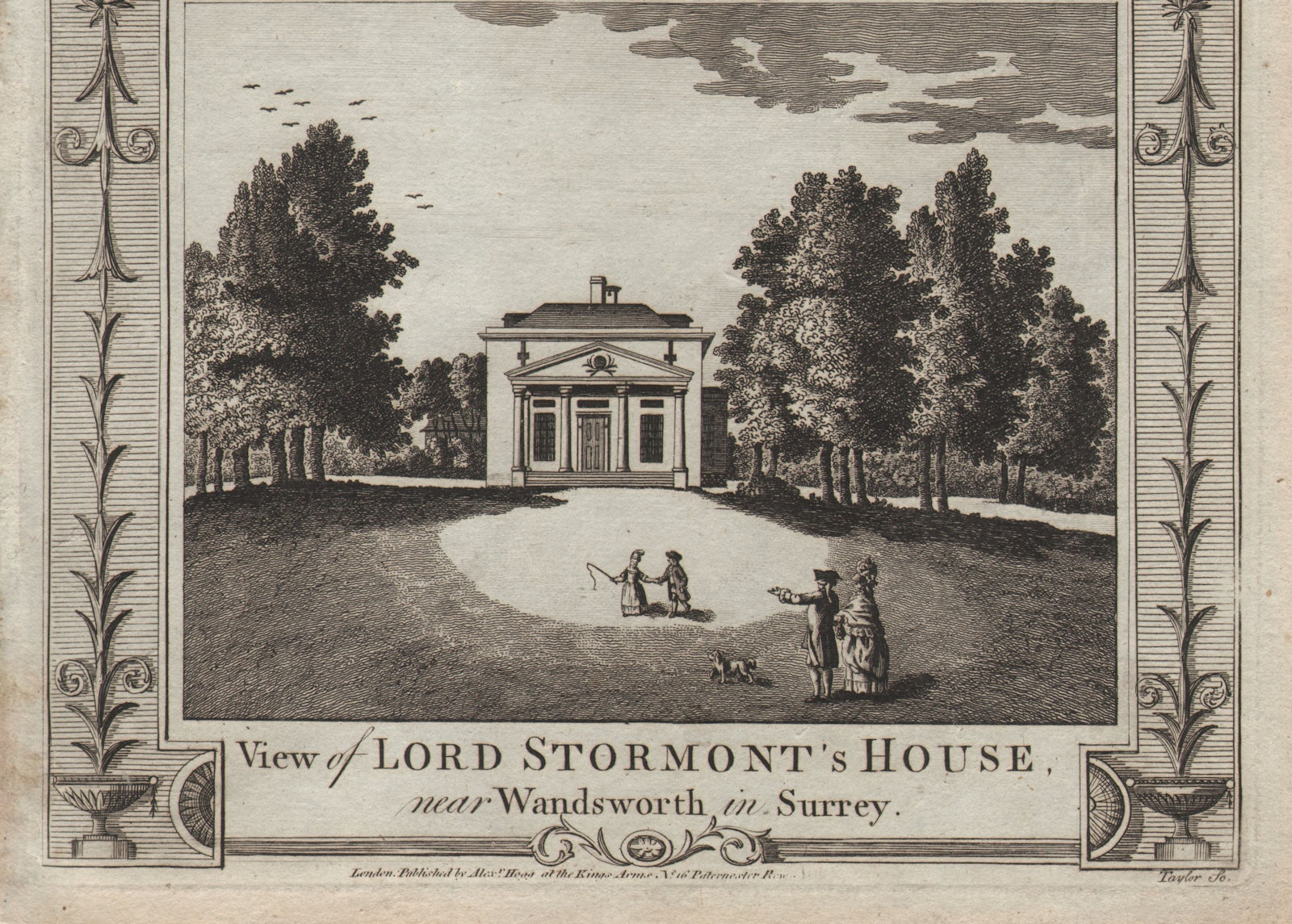 View of Lord Stormont's house, near Wandsworth, in Surrey. THORNTON 1784 print