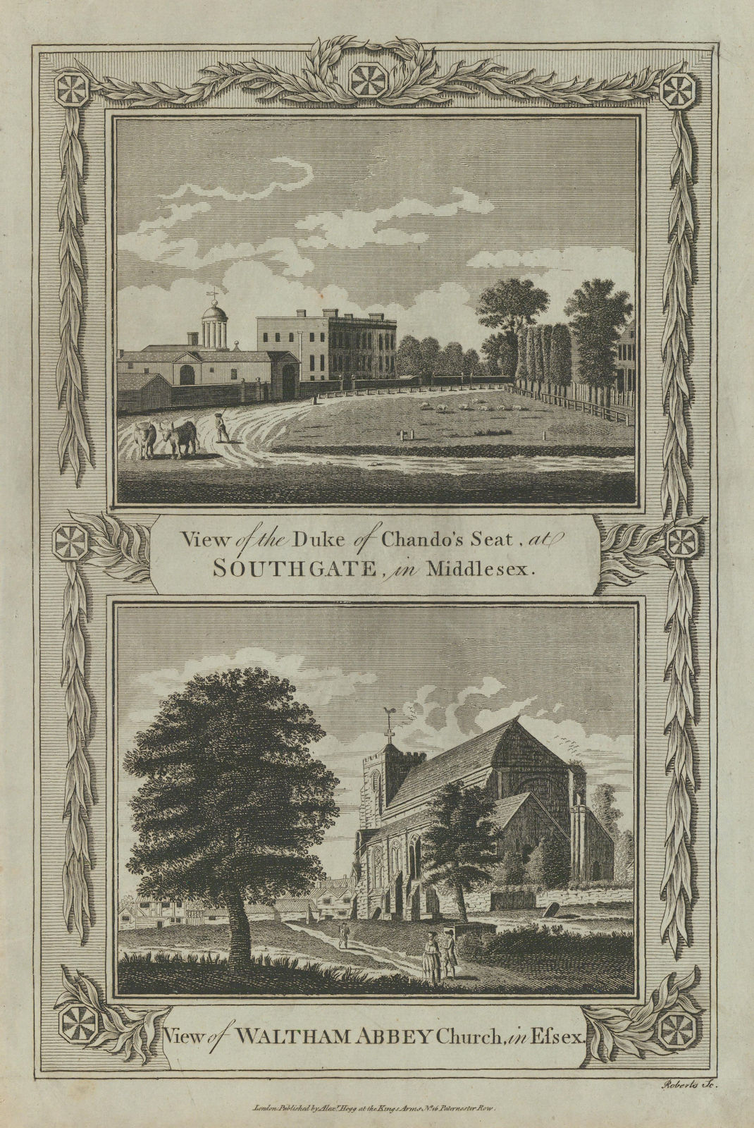 Minchington Hall, Southgate Green. Waltham Abbey Church, Essex. THORNTON 1784