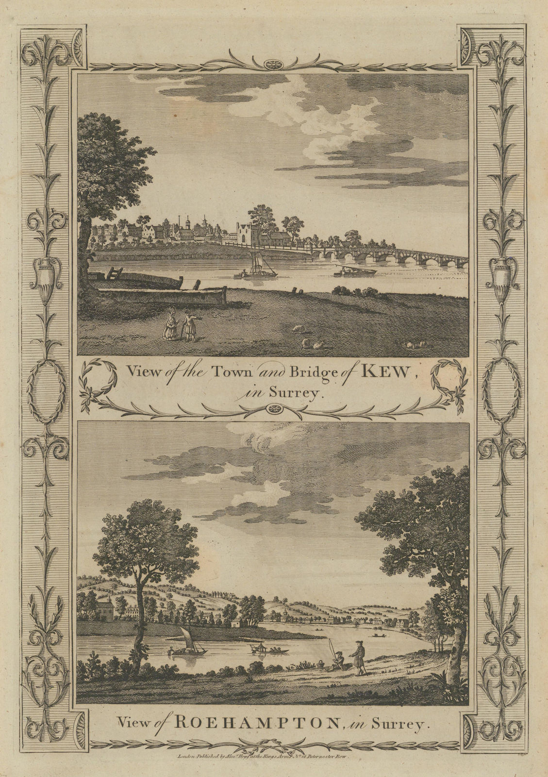 Associate Product The Town & Bridge of Kew. Roehampton, Mortlake & Grove Park. THORNTON 1784