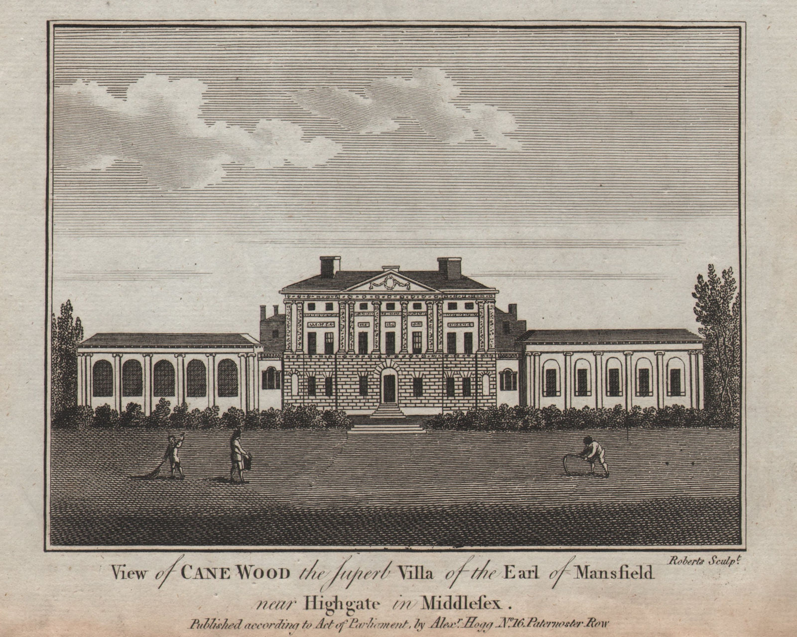 View of "Cane wood" / Kenwood House, Hampstead. Earl of Mansfield. THORNTON 1784