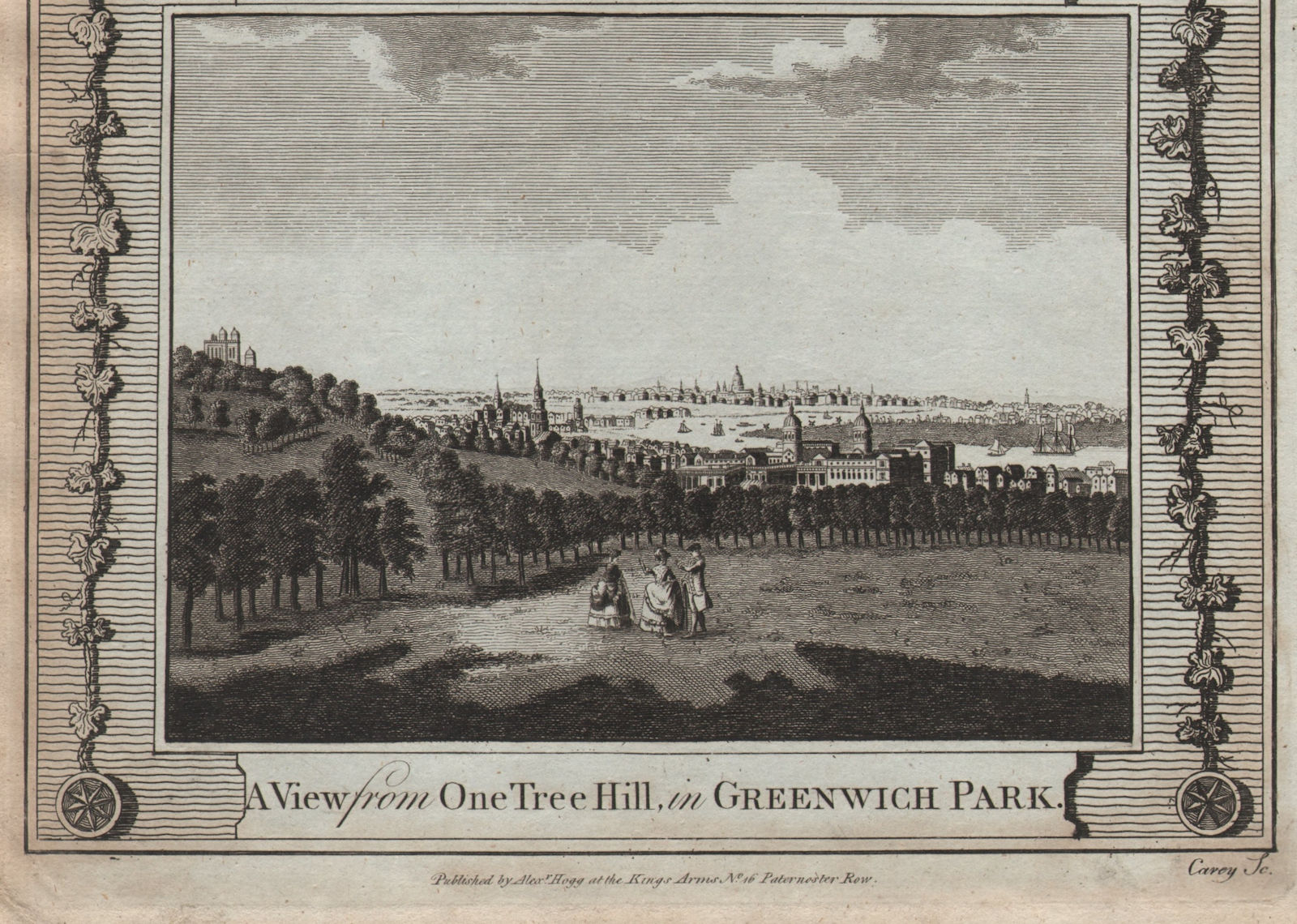 Greenwich & the City of London from Greenwich Park. Observatory. THORNTON 1784