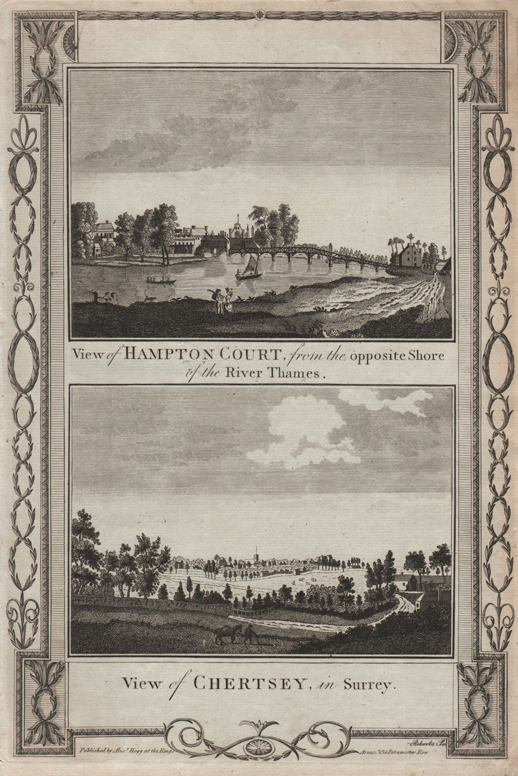 Views of Hampton Court, from East Molesey & Chertsey, in Surrey. THORNTON 1784