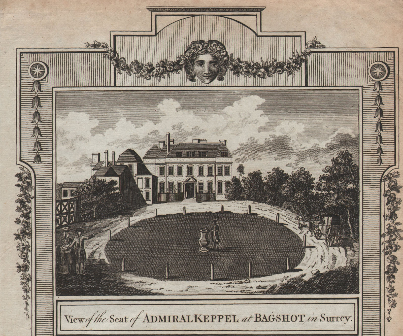 The original Bagshot Park, Surrey. George Keppel Earl of Albemarle THORNTON 1784