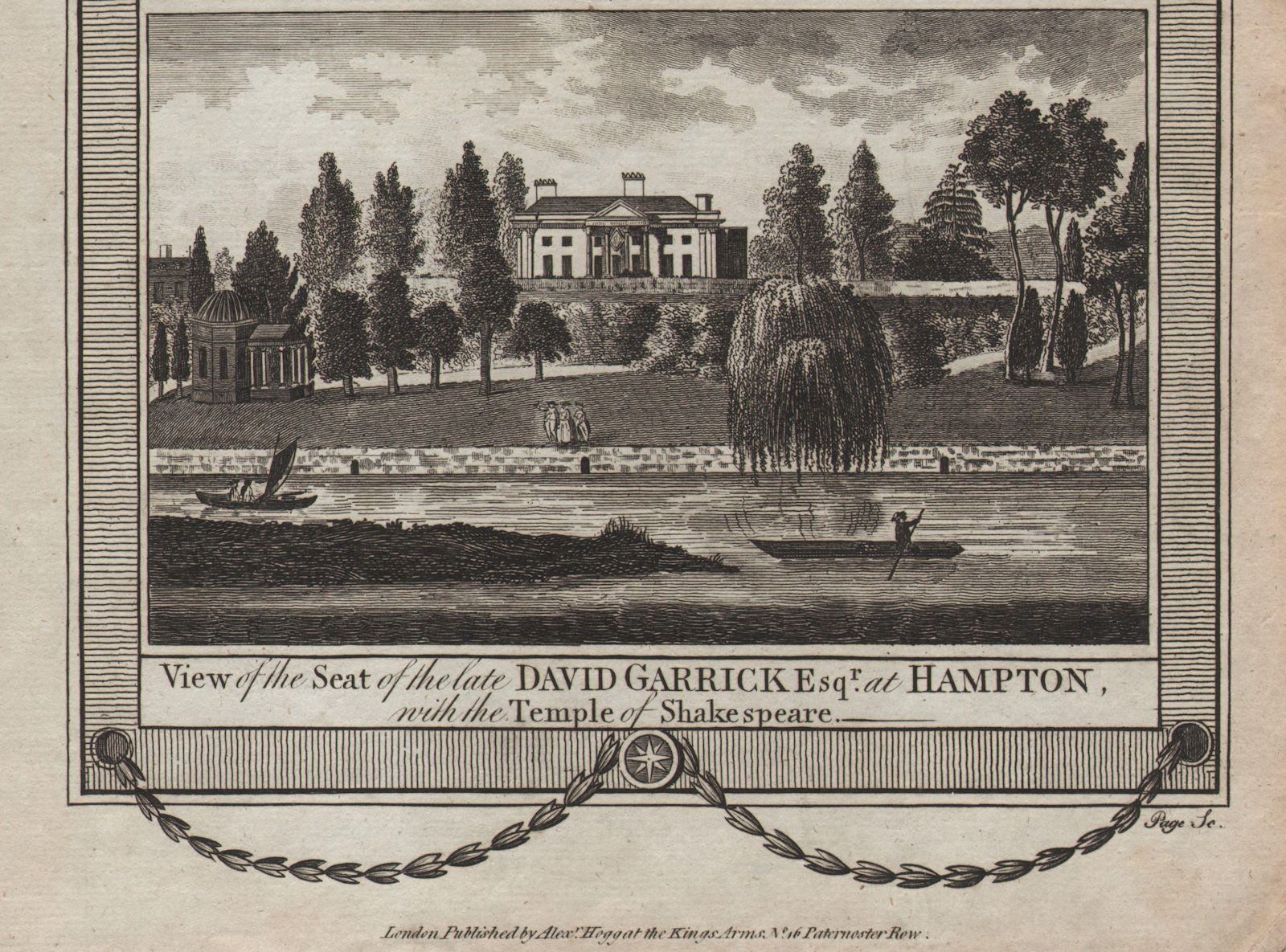 Garrick's Villa & Temple of Shakespeare, Hampton Court Road. THORNTON 1784