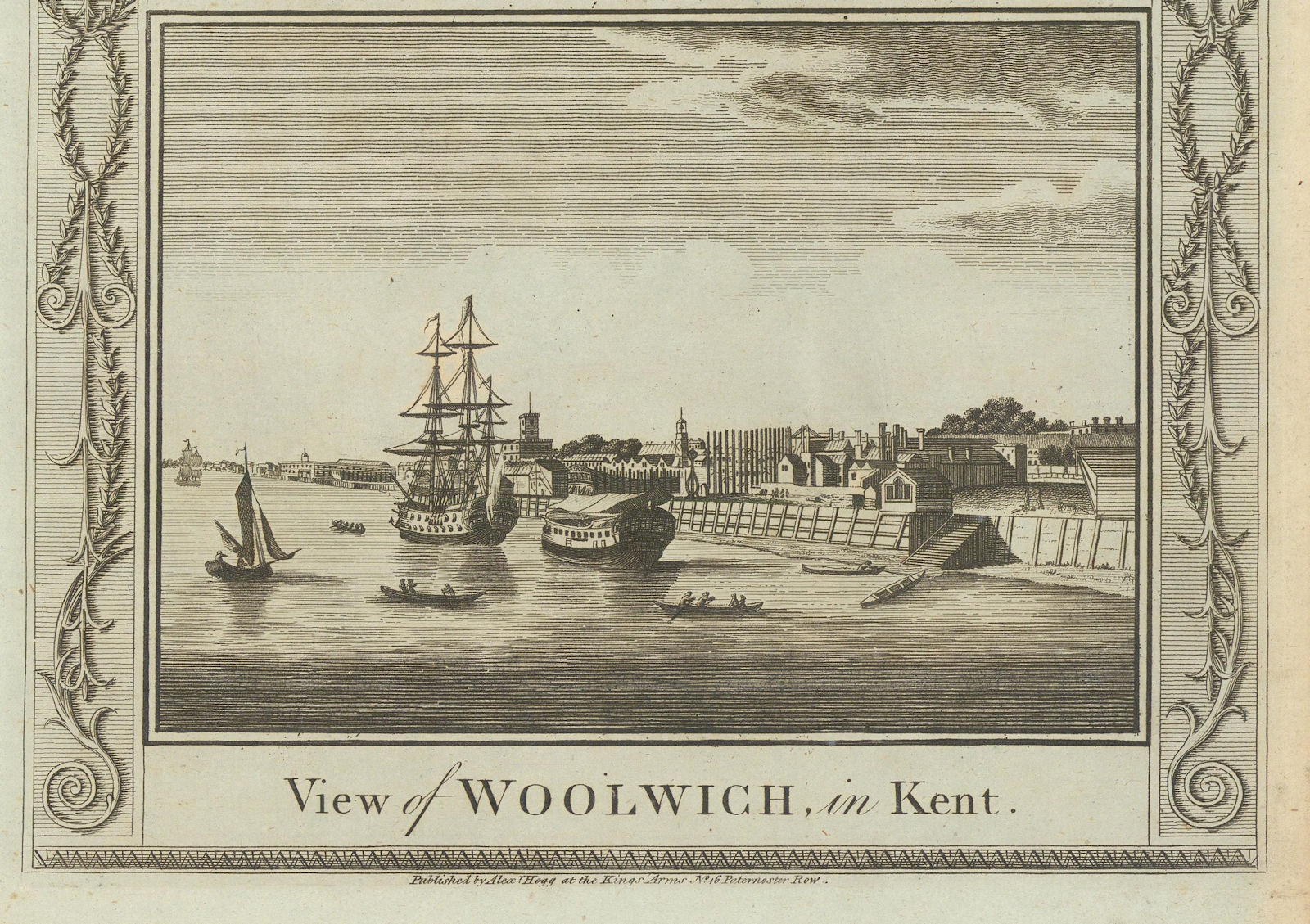 Woolwich Naval Dockyard. Clockhouse. St Mary Magdalene church. THORNTON 1784