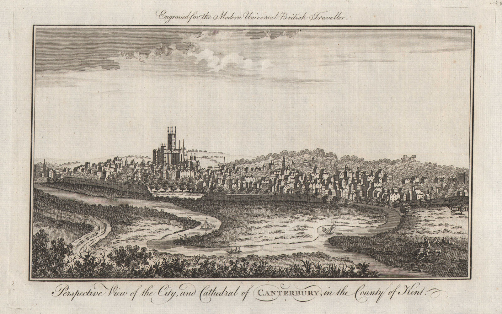Associate Product Perspective view of the city and cathedral of Canterbury, Kent. BURLINGTON 1779