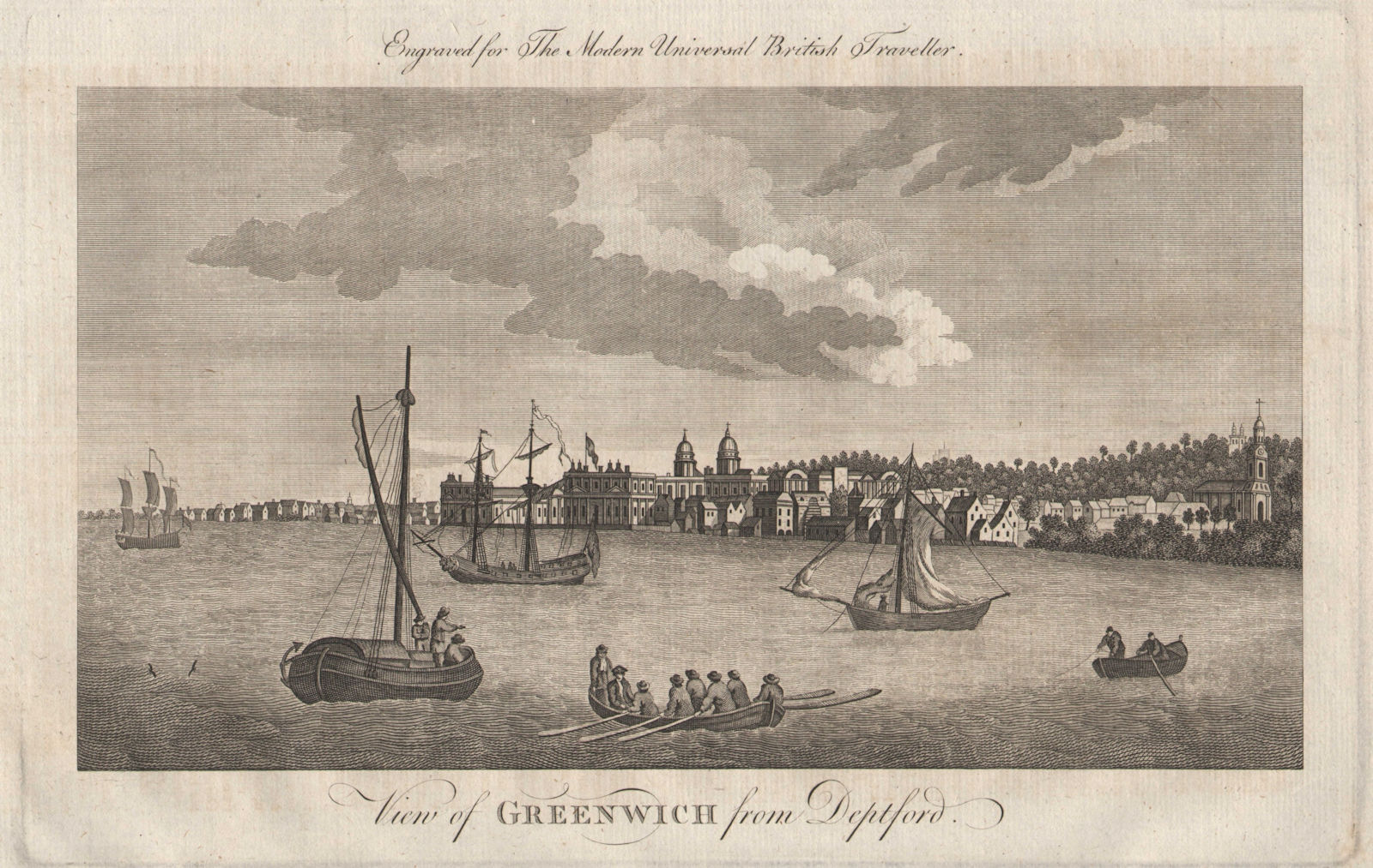 A view of Greenwich from Deptford, London. Royal Naval College. BURLINGTON 1779