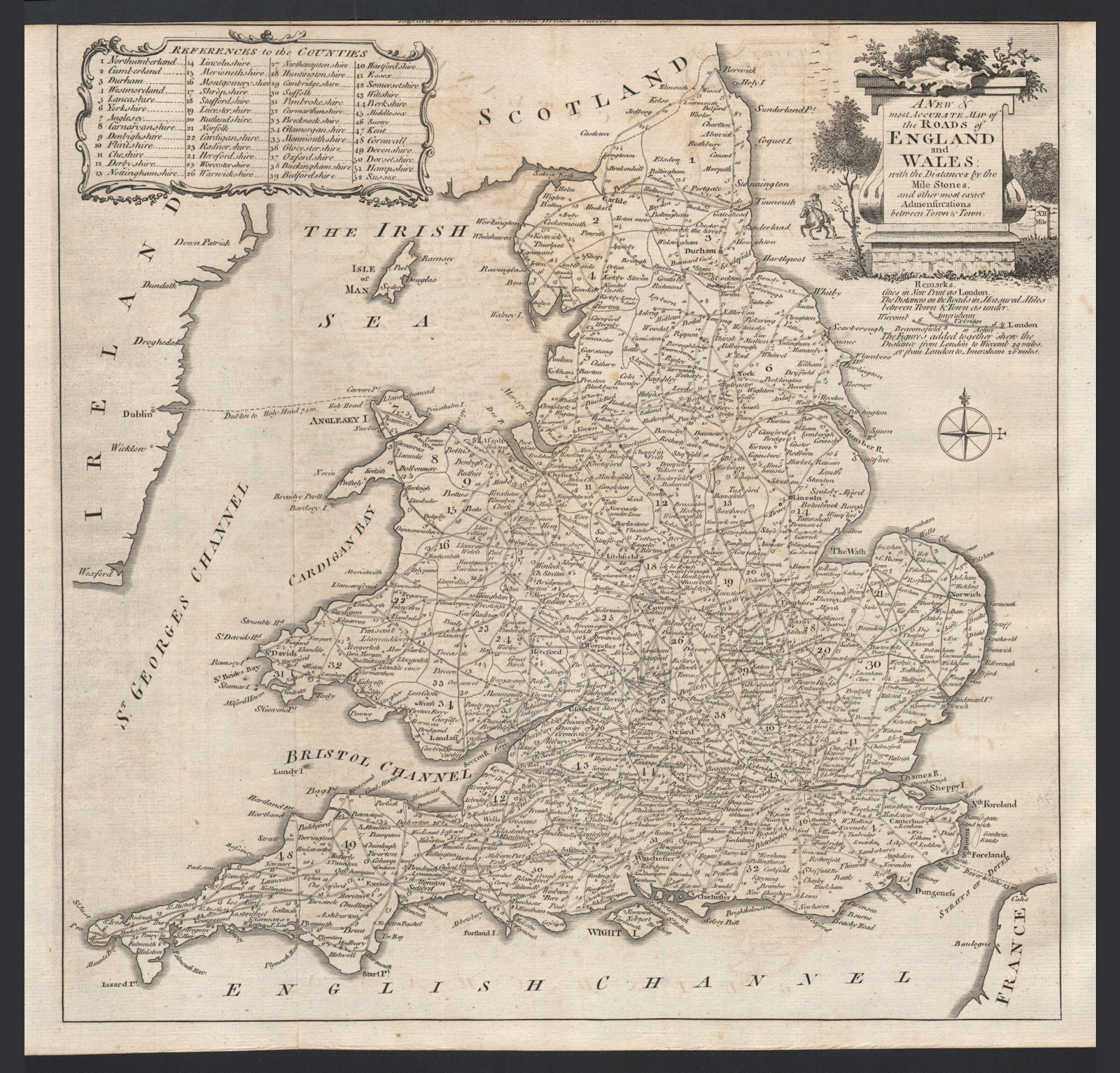Associate Product A new & most accurate map of the Roads of England and Wales. BURLINGTON 1779