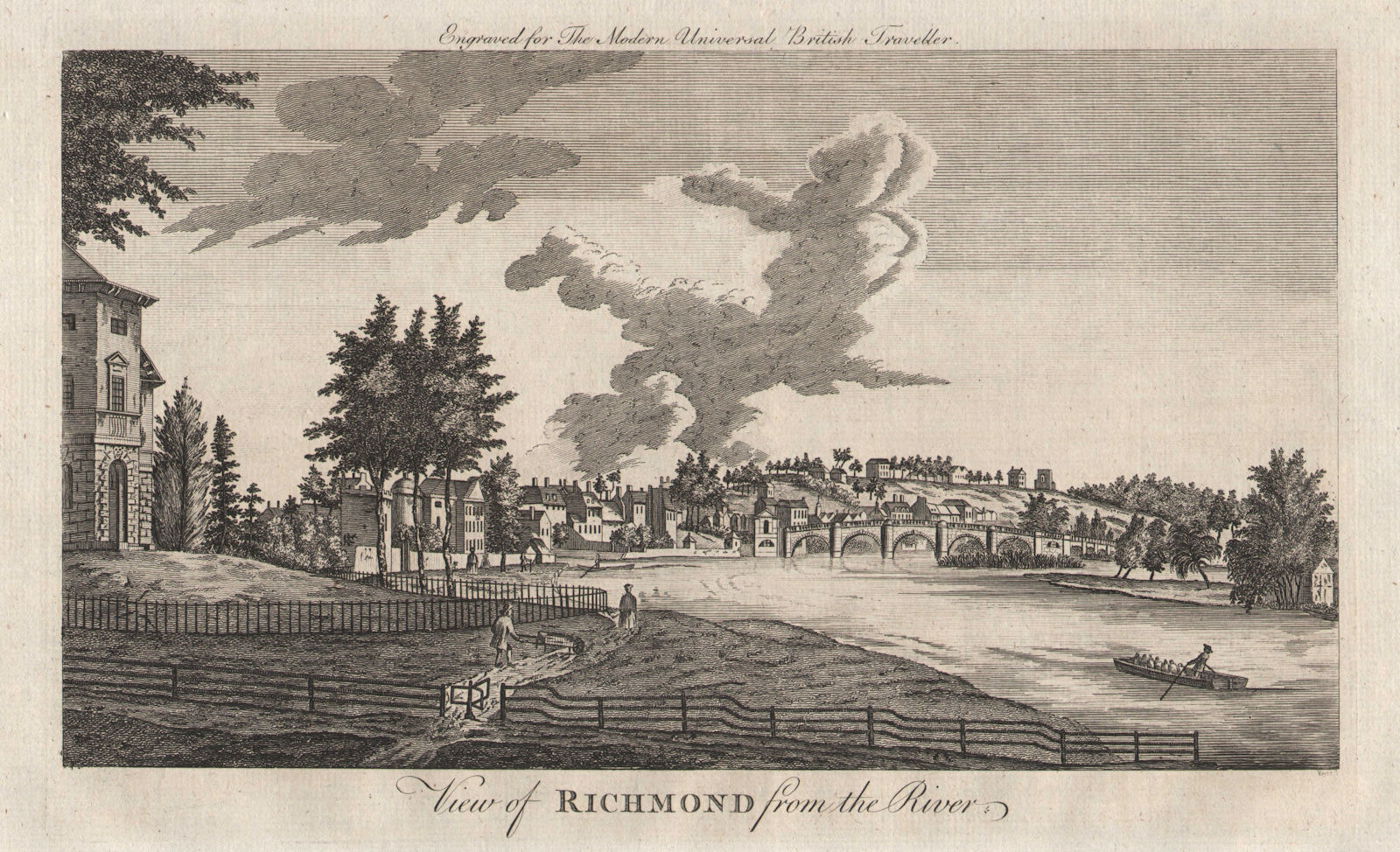 View of Richmond, the bridge & the hill from the north west. BURLINGTON 1779