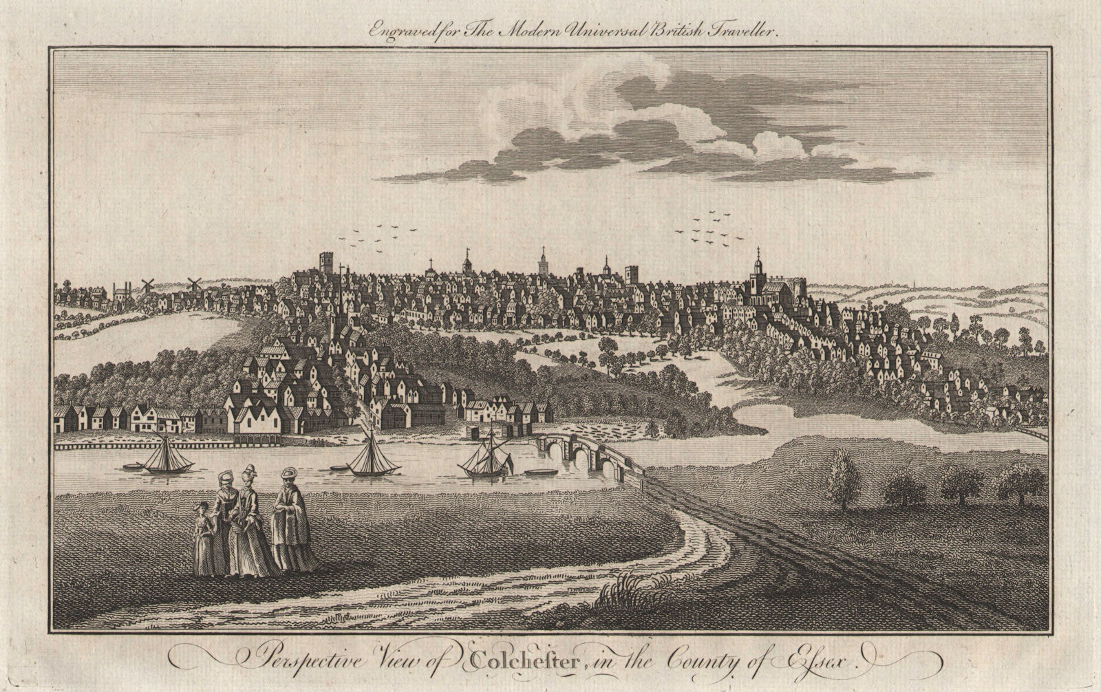 Associate Product Perspective view of Colchester, Essex. BURLINGTON 1779 old antique print