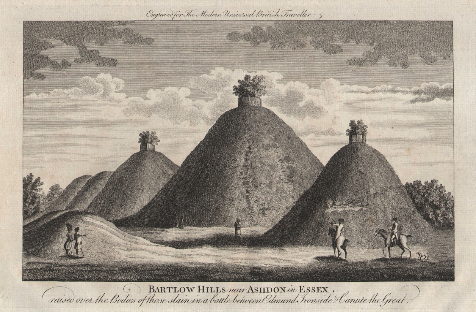 Bartlow Hills, Cambridgeshire. Roman Burial mounds. BURLINGTON 1779 old print