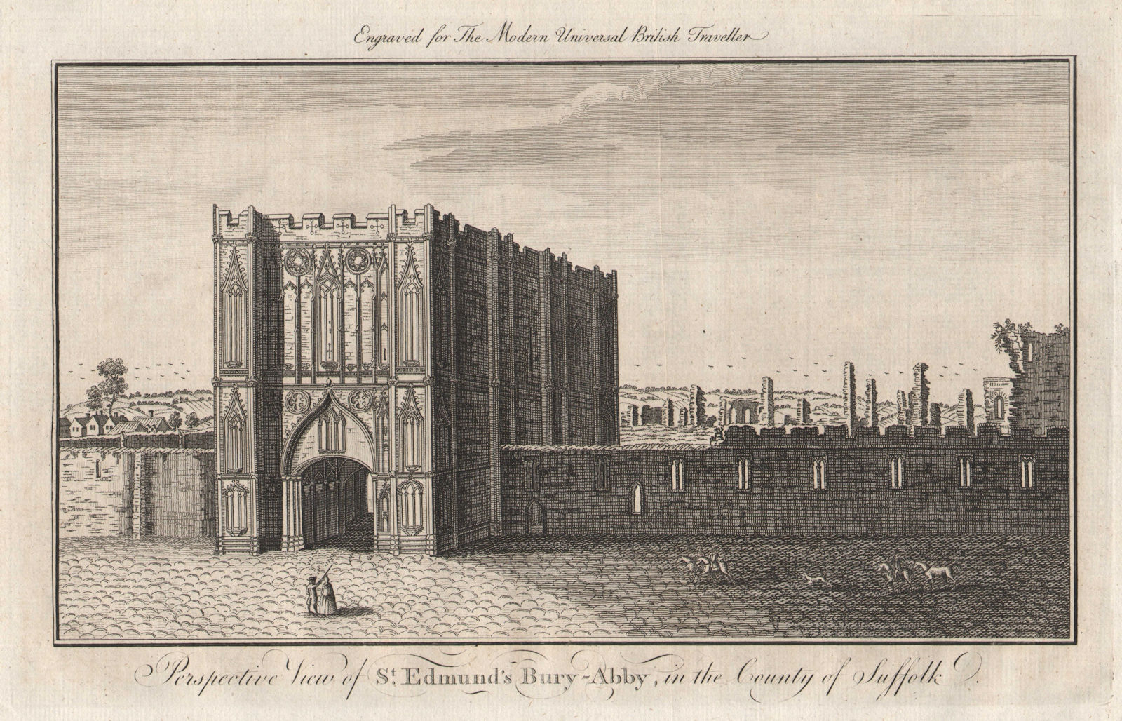 Perspective view of Bury St. Edmund's Abbey, Suffolk. BURLINGTON 1779 print