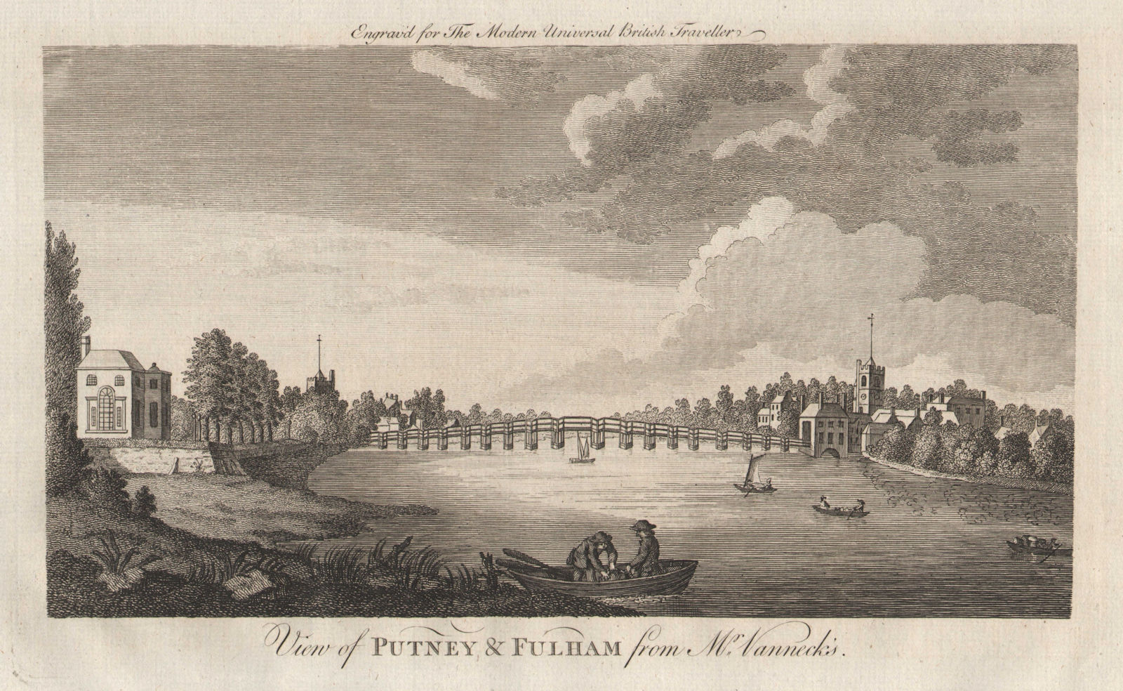 View of Putney and Fulham. St Mary's & All Saints churches. BURLINGTON 1779