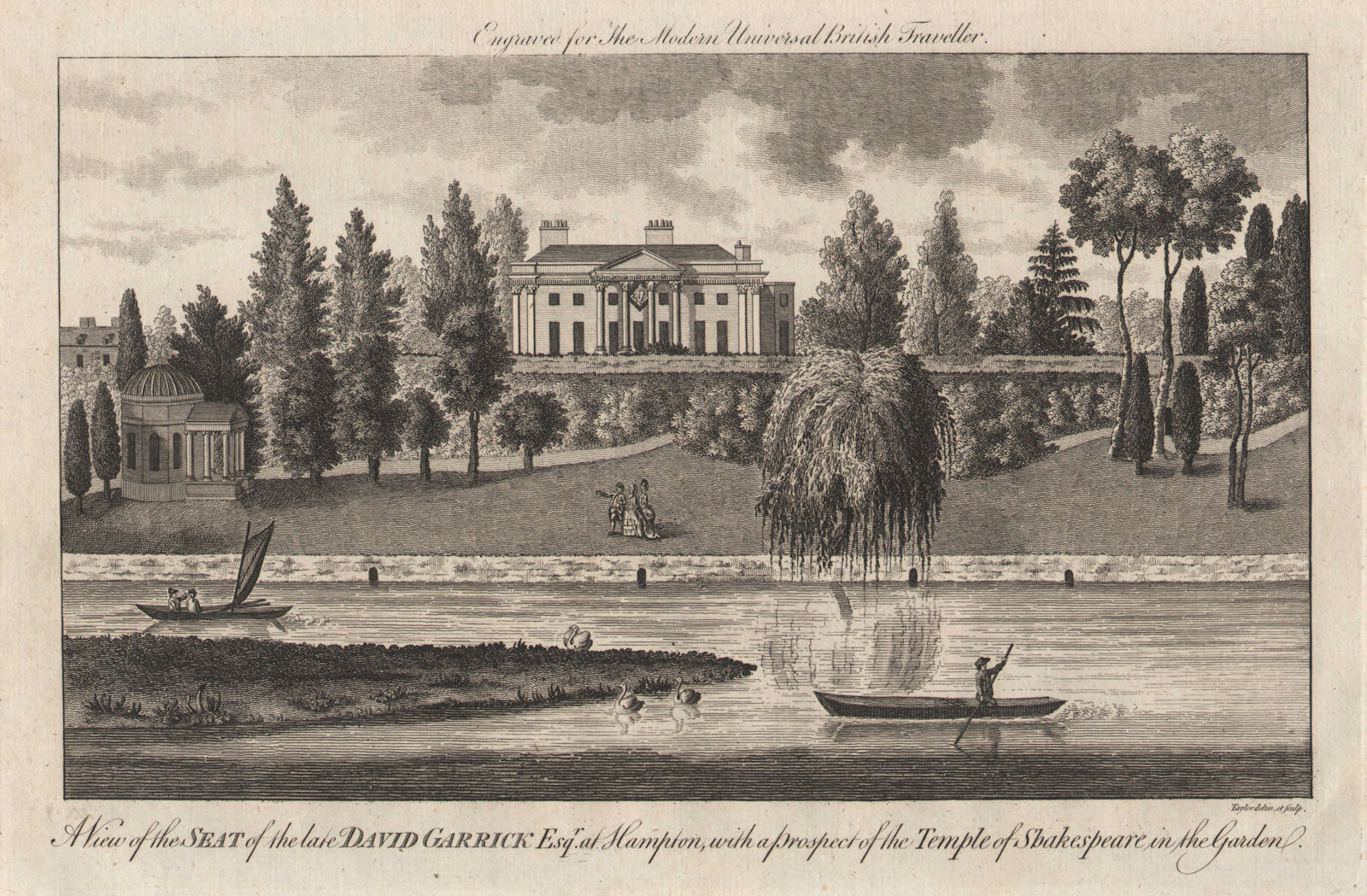 Associate Product Garrick's Villa & Temple of Shakespeare, Hampton Court Road. BURLINGTON 1779