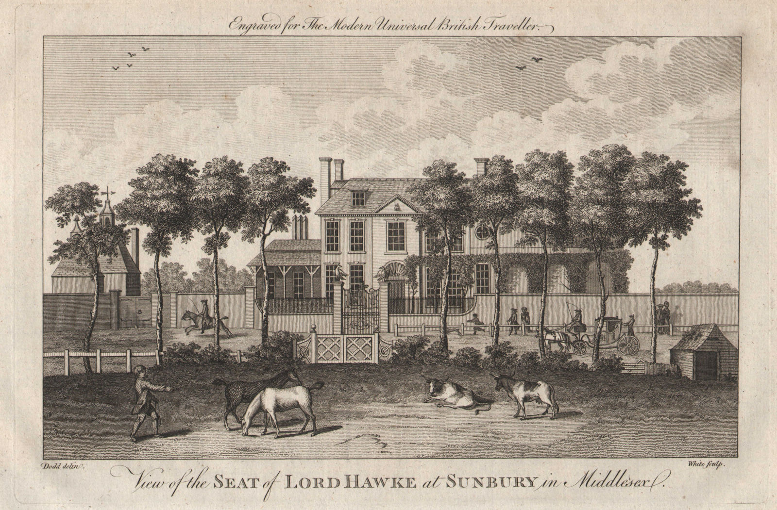 Hawke House, Green Street, Sunbury-on-Thames, London. BURLINGTON 1779 print