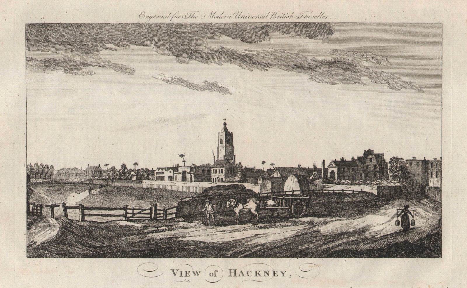 Associate Product View of Hackney, with St Augustine's church Tower. London. BURLINGTON 1779