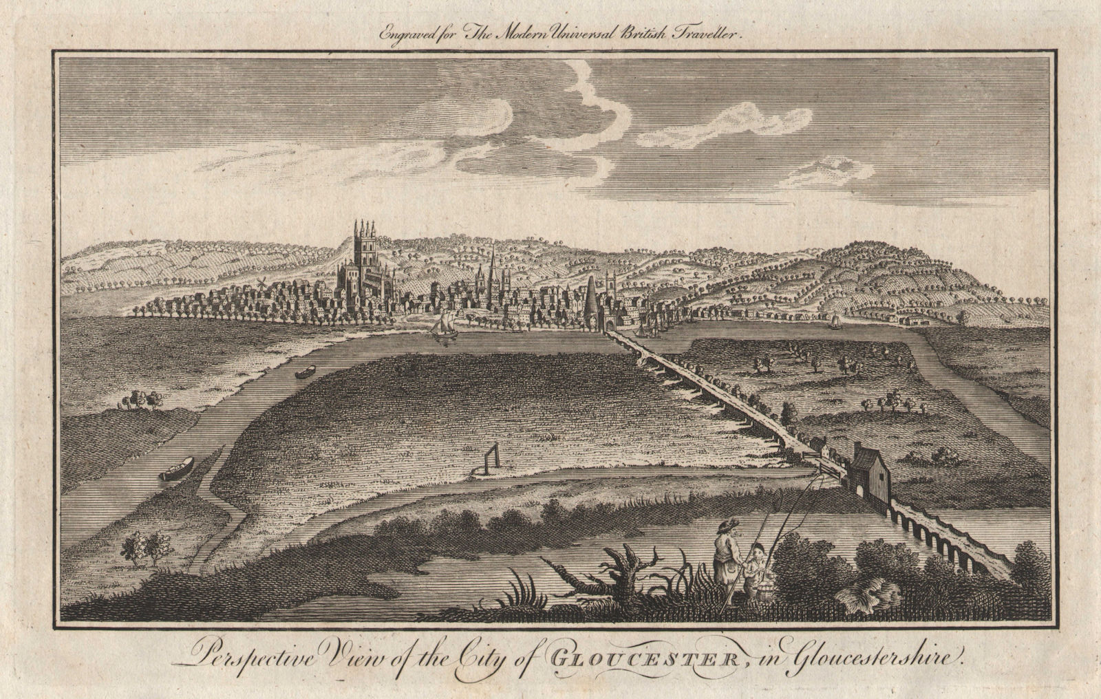 Perspective view of the city of Gloucester in Gloucestershire. BURLINGTON 1779