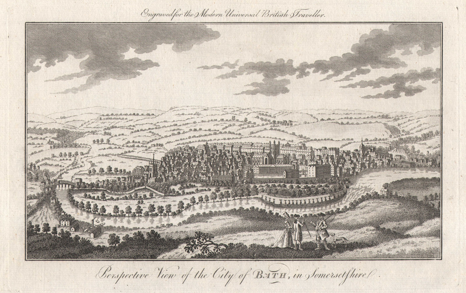 Perspective view of the city of Bath in Somersetshire. BURLINGTON 1779 print