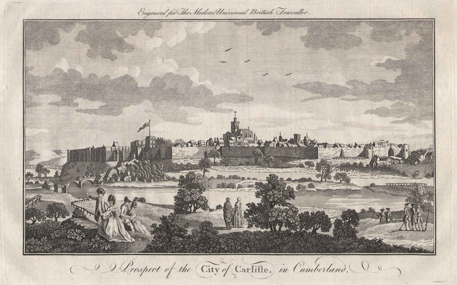 Prospect of city of Carlisle, in Cumberland. Cumbria. BURLINGTON 1779 print