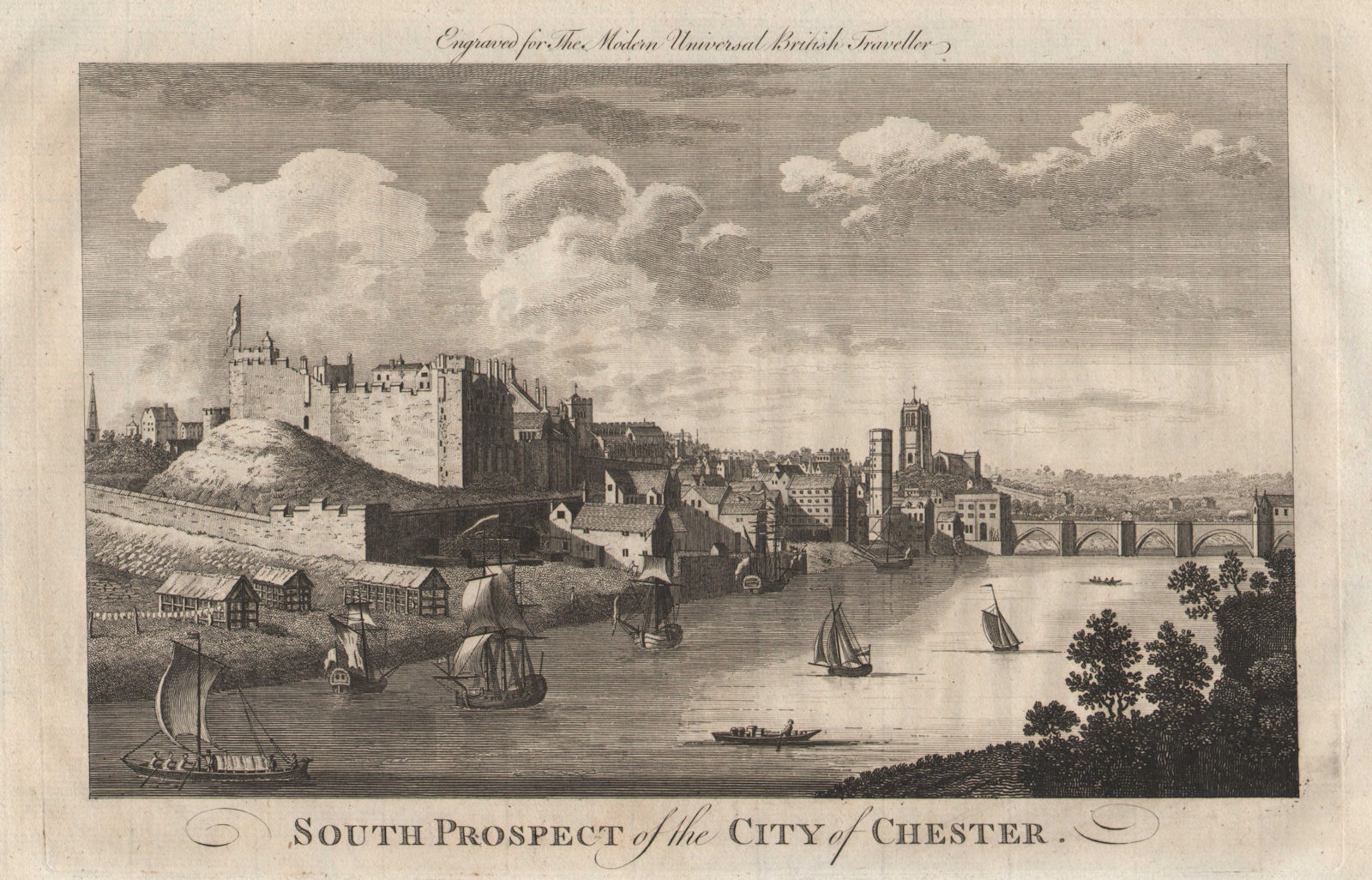 South prospect of the city of Chester. Cheshire. BURLINGTON 1779 old print