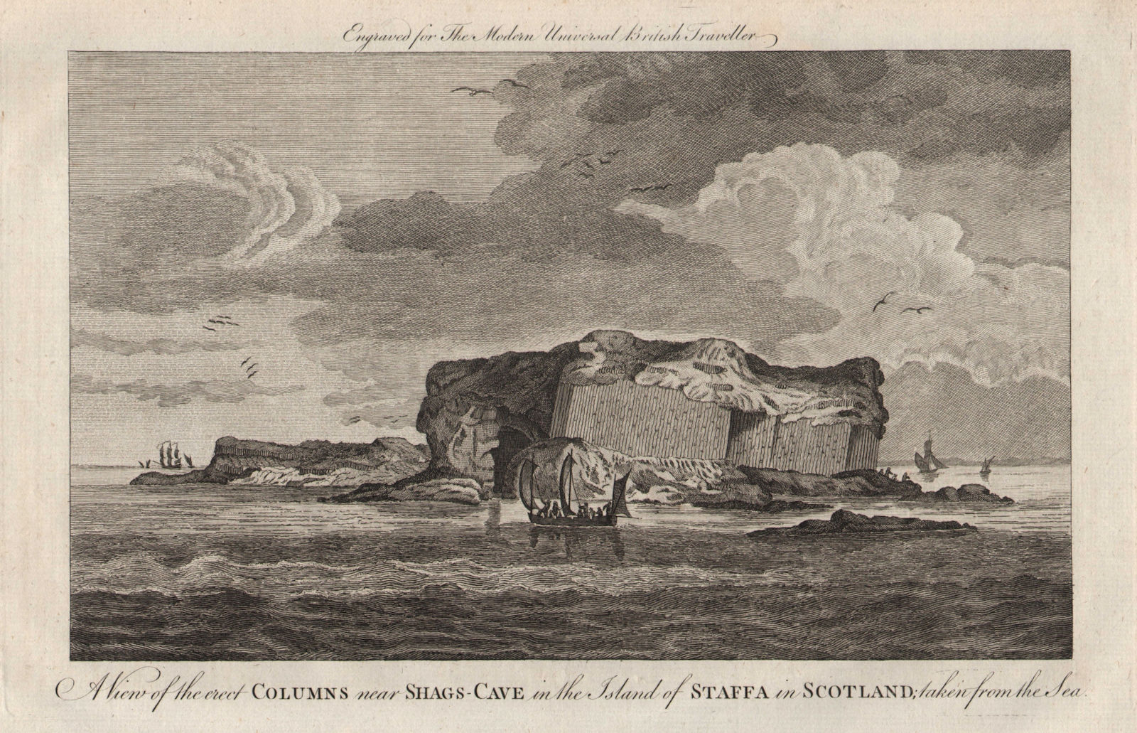 Shag's (Fingal's) Cave, island of Staffa, Scotland, from the sea. MURRAY 1779