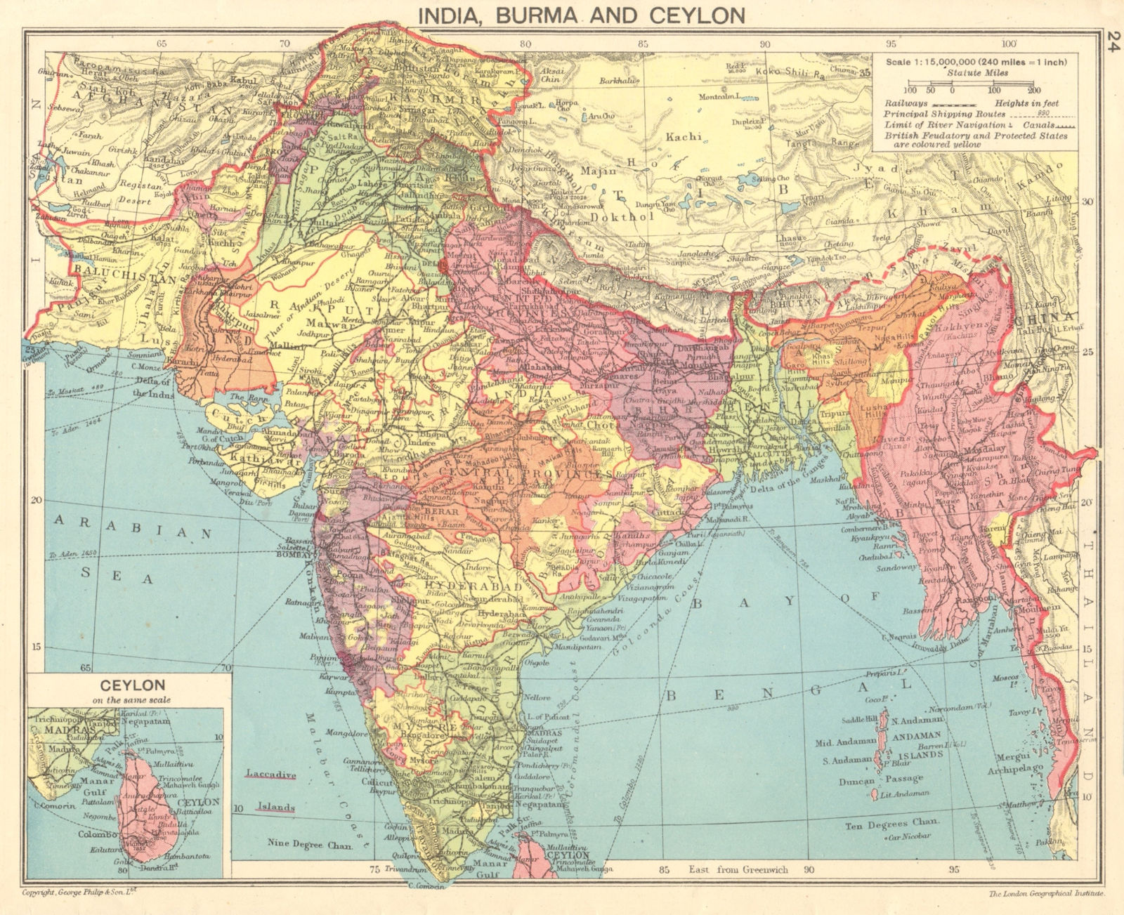 SECOND WORLD WAR. Indian, Burma & Ceylon 1943 old vintage map plan chart