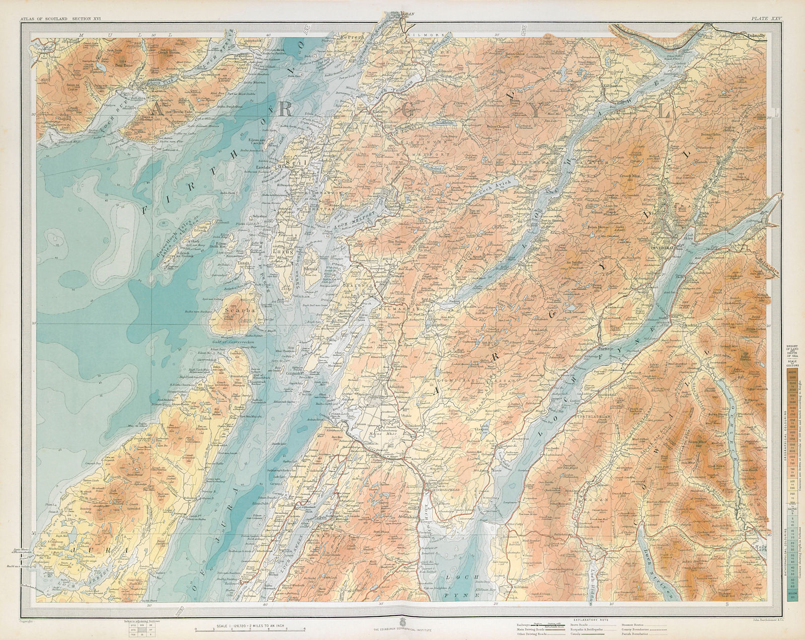 ARGYLE.  Dalmally Loch Fyne North Jura Firth of Lorne Loch Awe. LARGE 1895 map