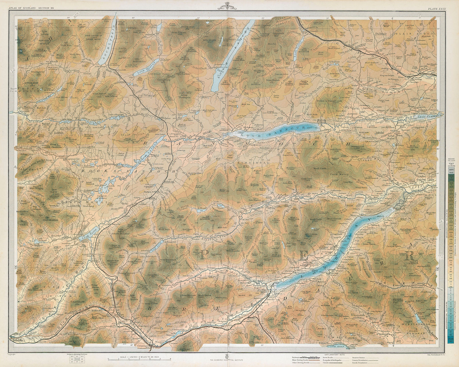 PERTHSHIRE. Loch Tay Loch Rannoch Glen Lyon Dalmally Aberfeldy. LARGE 1895 map