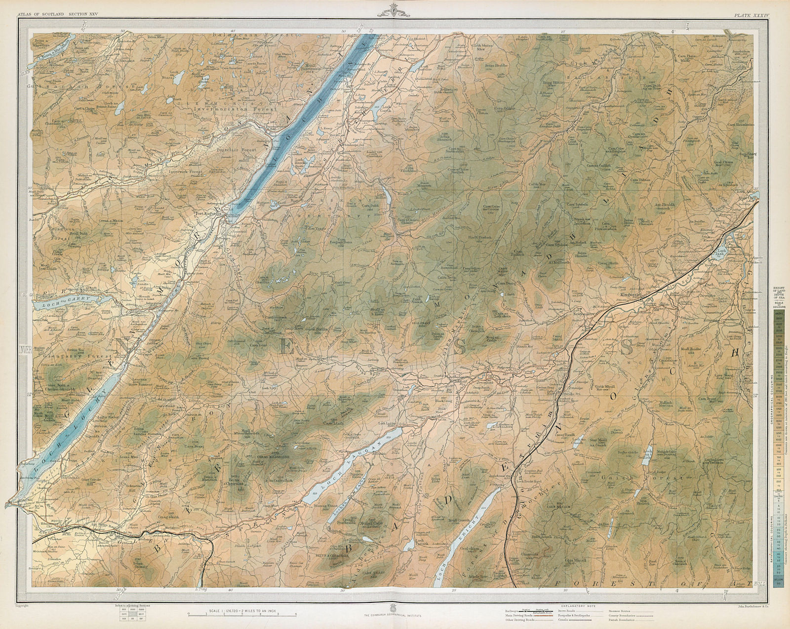 LOCH NESS & WESTERN CAIRNGORMS Kingussie Fort Augustus Loch Lochy LARGE 1895 map