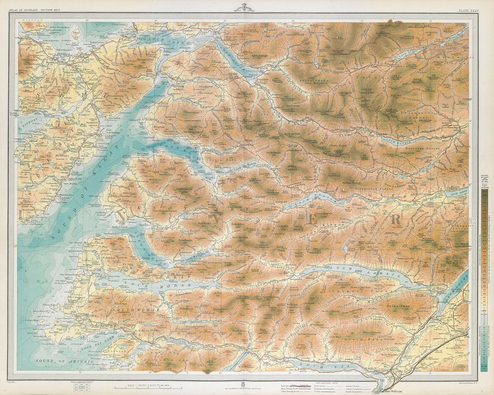 SCOTTISH HIGHLANDS. Invernessshire Fort William Sound of Sleat. LARGE 1895 map