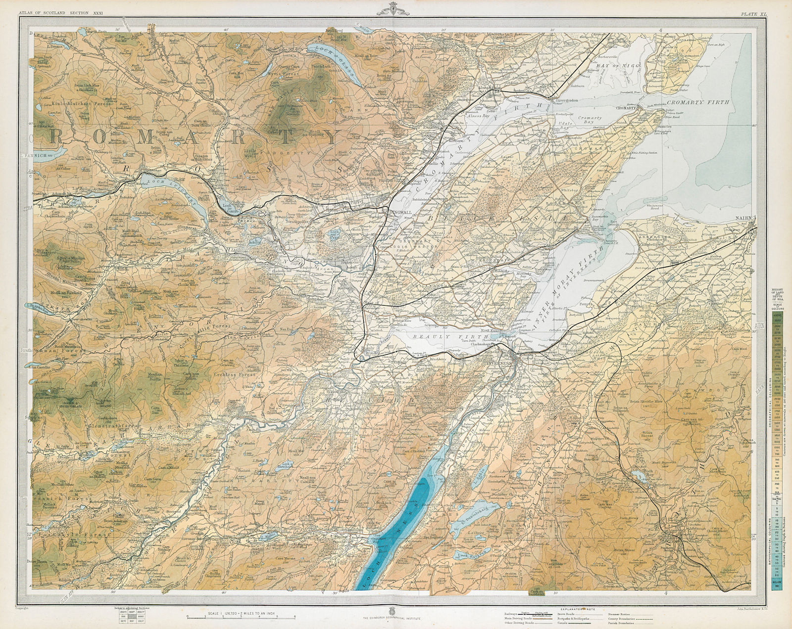 Associate Product MORAY FIRTH Dingwall Invernessshire Cromarty Firth Nairn Glen Ord LARGE 1895 map
