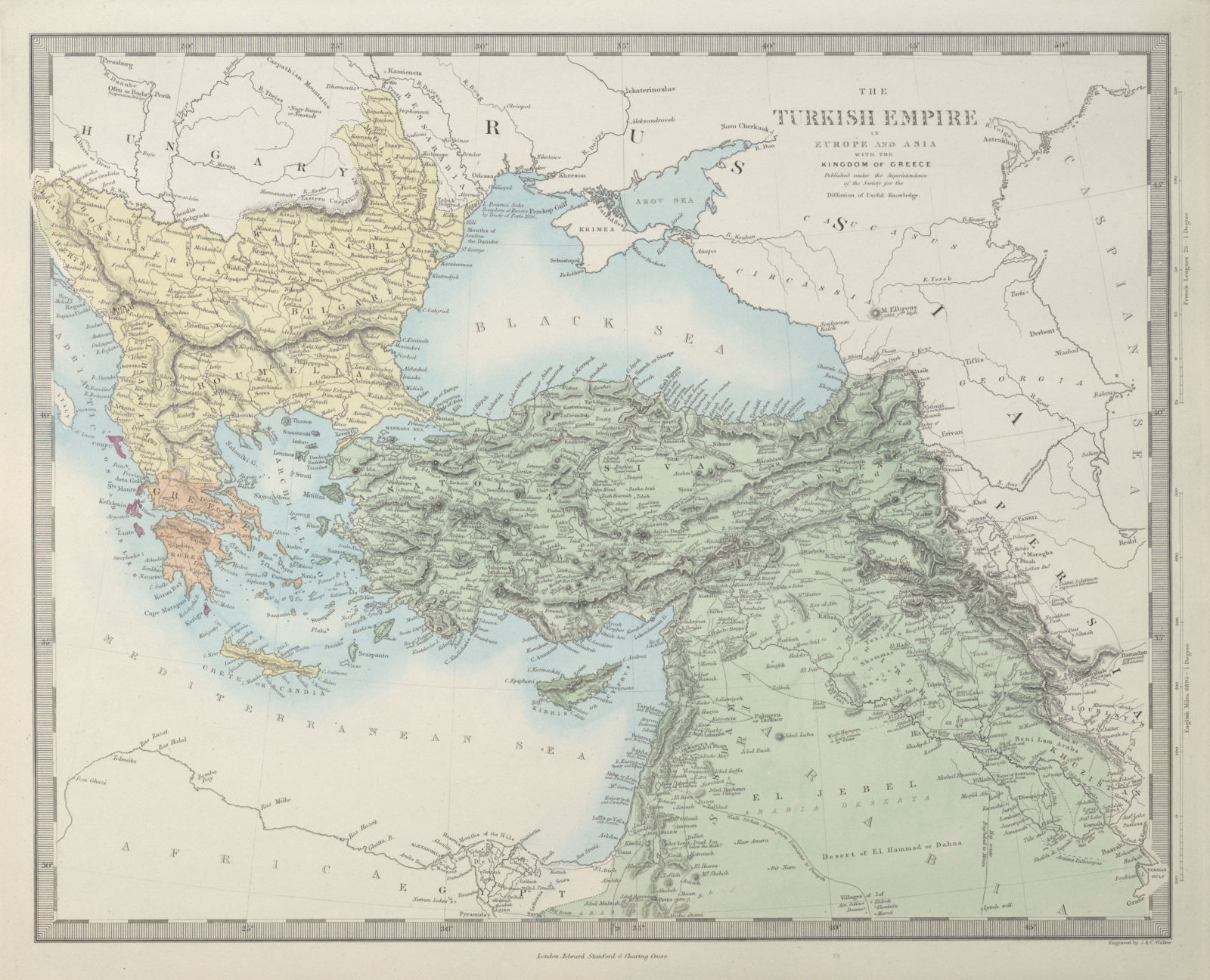 TURKISH/OTTOMAN EMPIRE Ionian Islands British Protectorate. Greece SDUK 1857 map