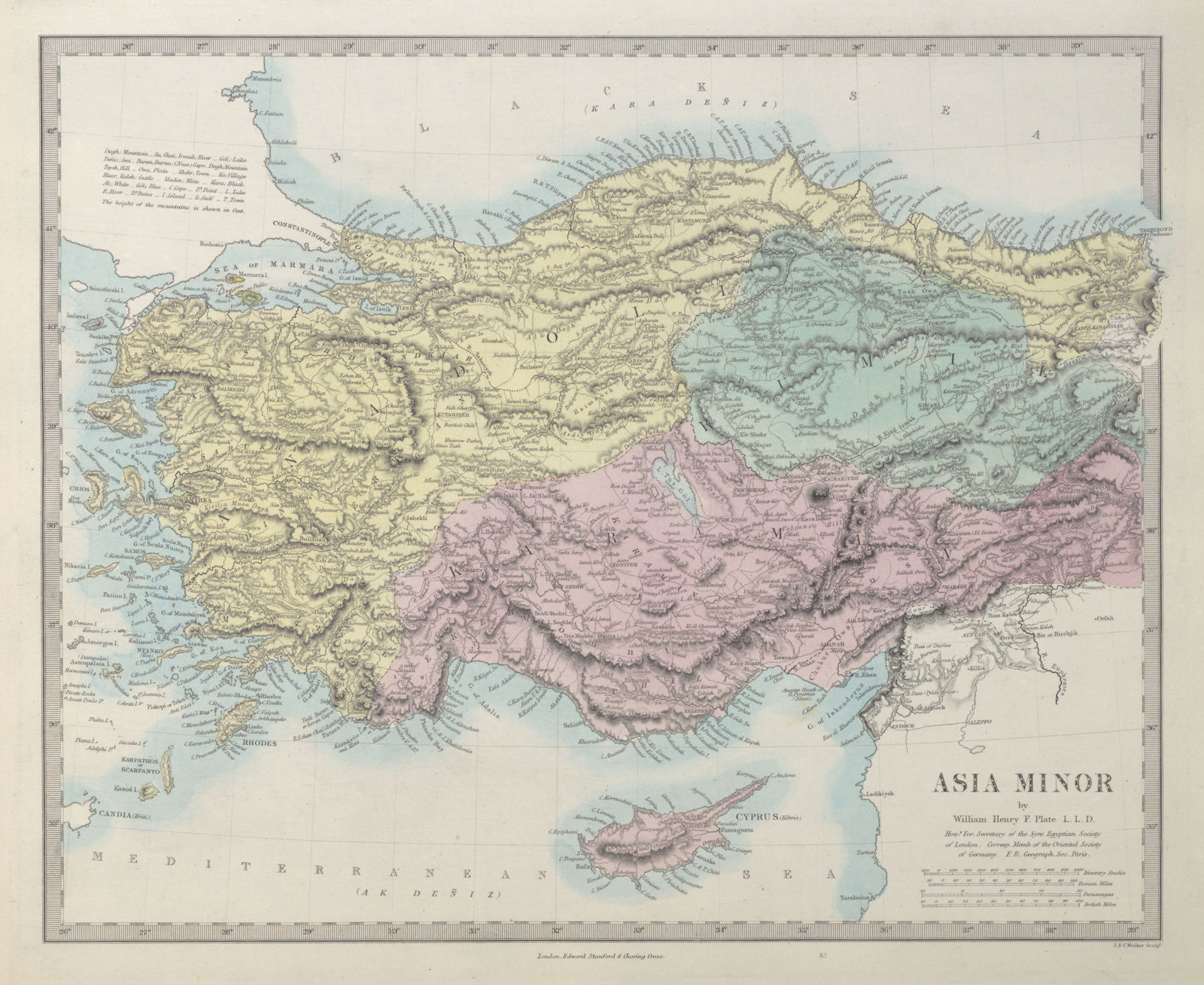 Associate Product TURKEY. Asia Minor provinces. Anatolia & Cyprus. Dodecanese. SDUK 1857 old map