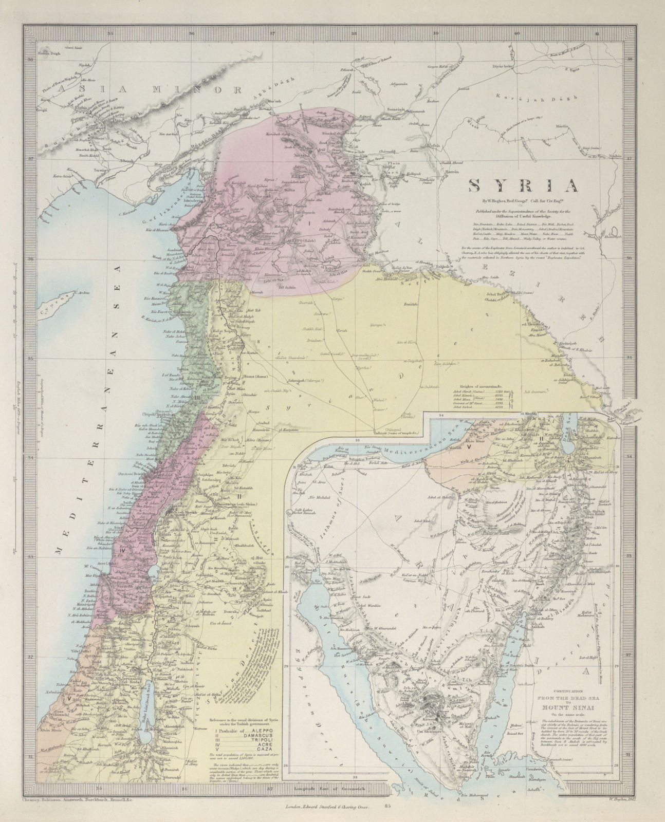 LEVANT. Syria Palestine Lebanon Israel Sinai. SDUK 1857 old antique map chart