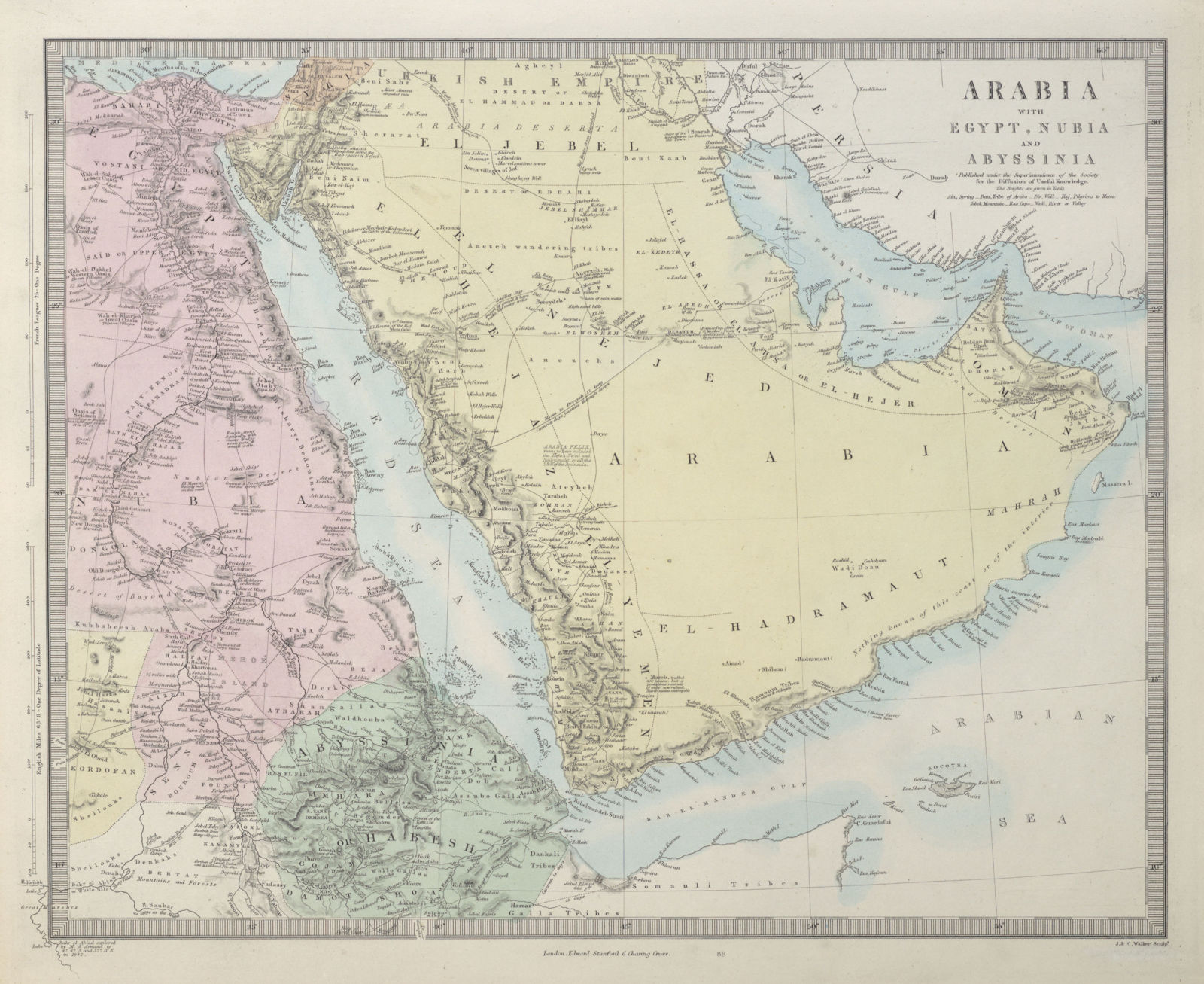 ARABIA Hajj routes Deba/Dubai Abothubi/Abu Dhabi UAE Pirate coast SDUK 1857 map