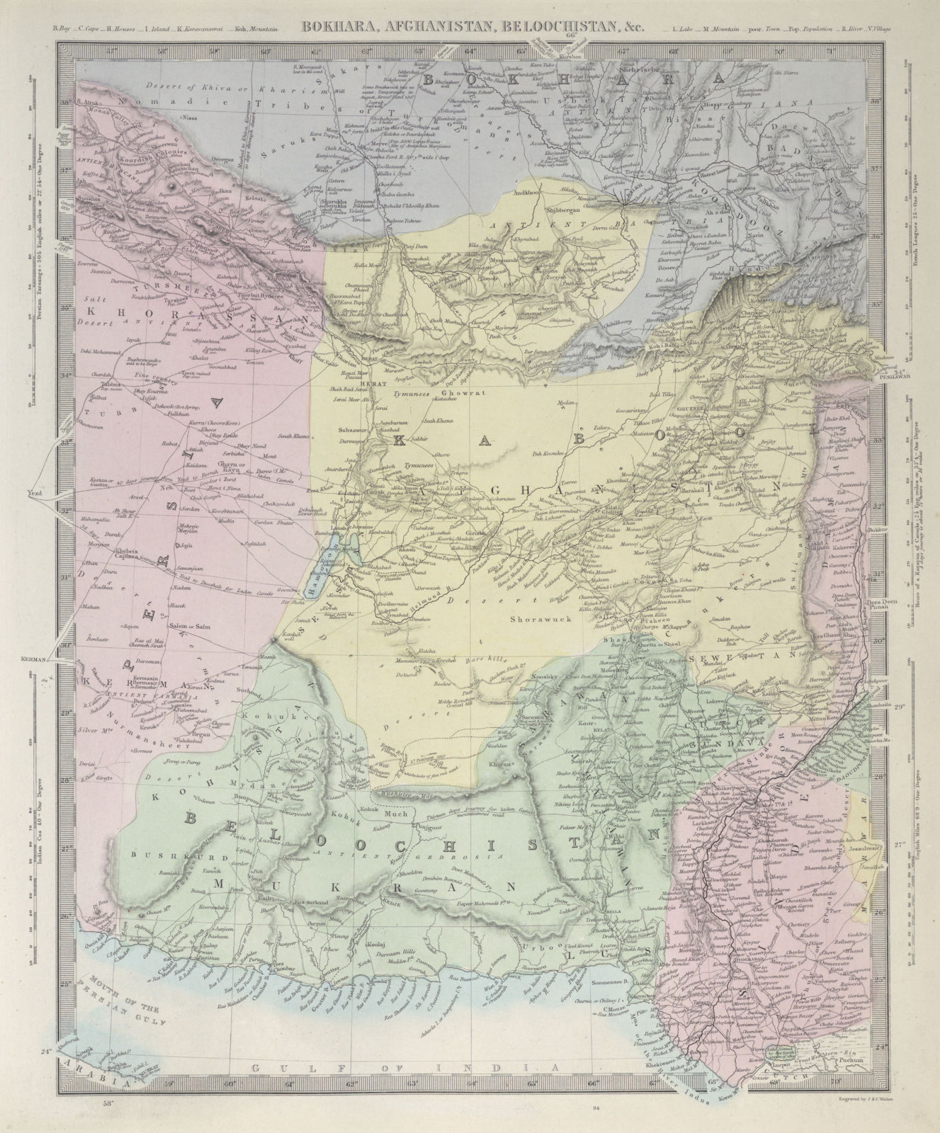 Associate Product BOKHARA AFGHANISTAN & BALUCHISTAN. Sinde Pakistan. SDUK 1857 old antique map